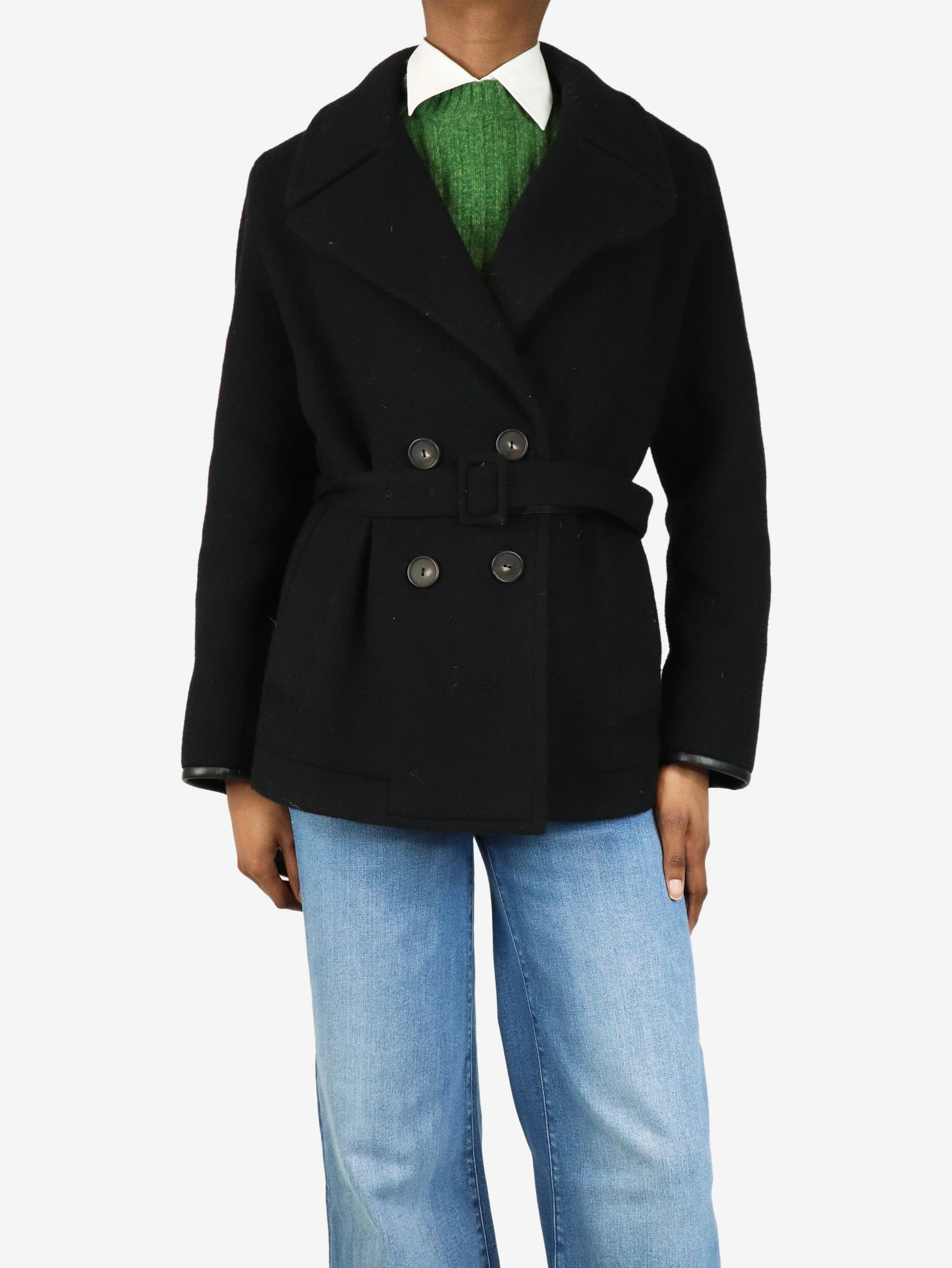 Black double-breasted peacoat - size S