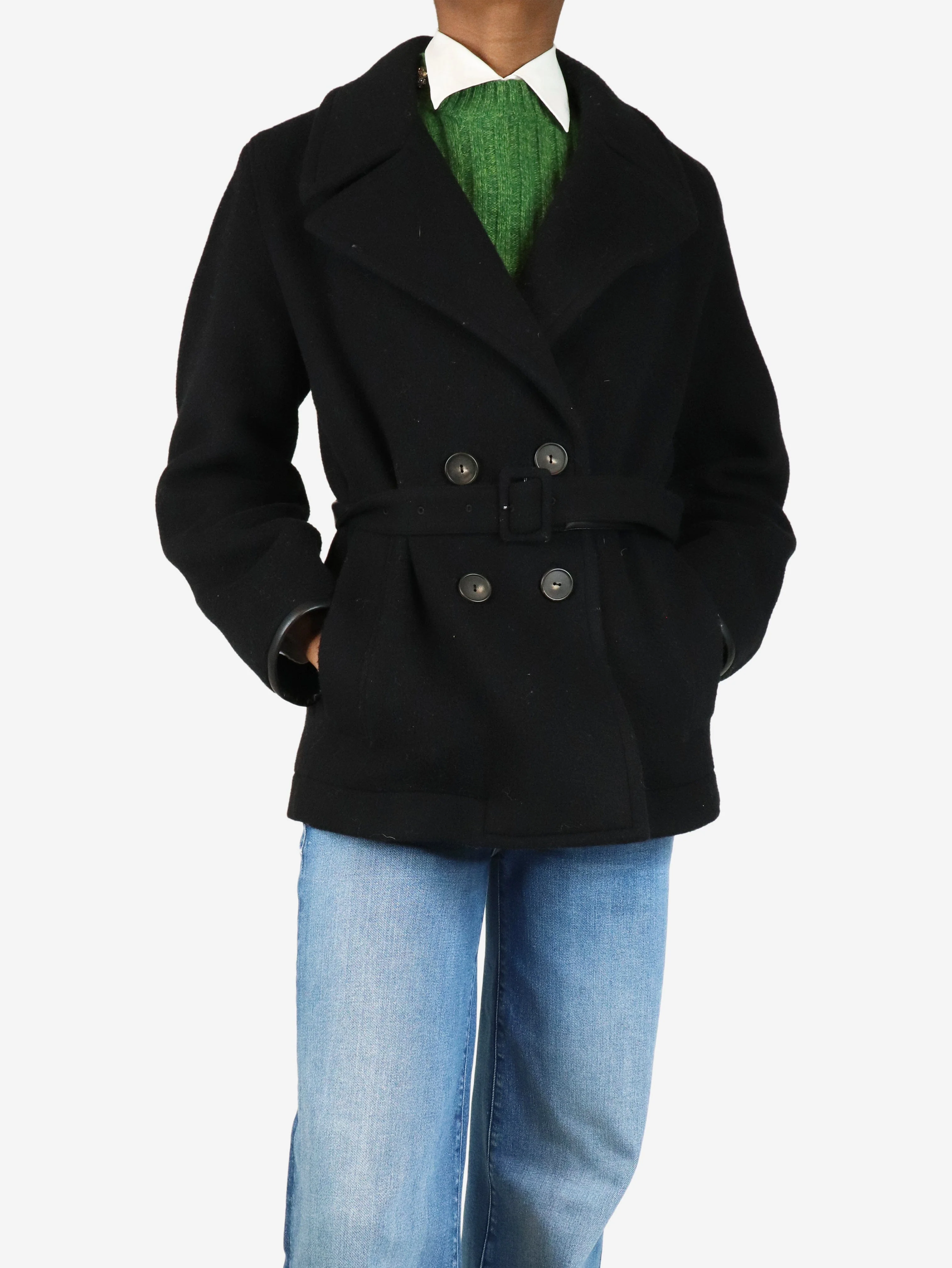 Black double-breasted peacoat - size S - Image 3