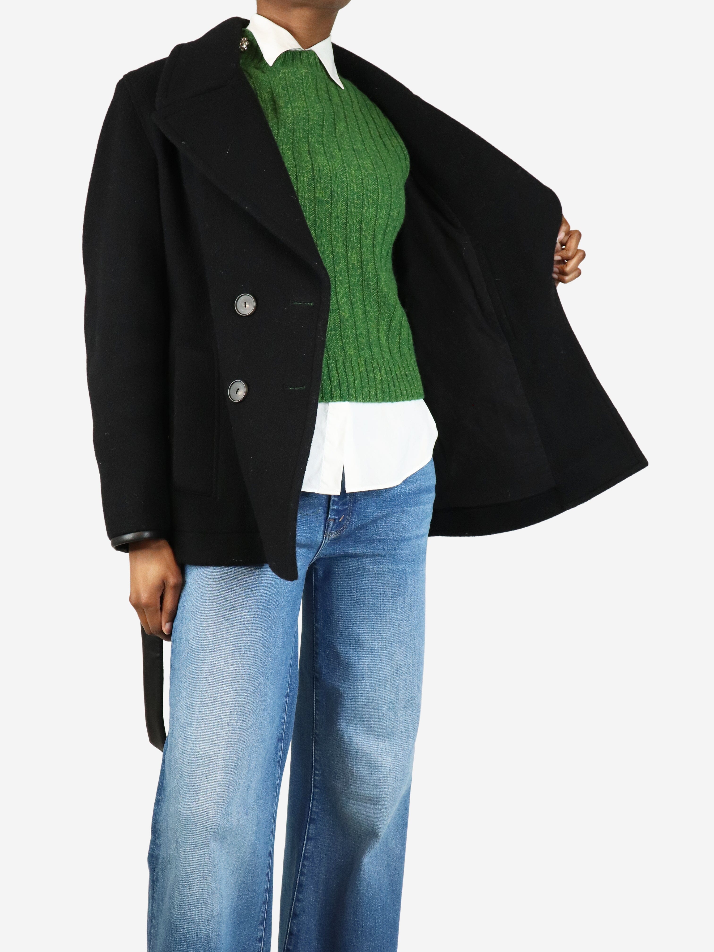 Black double-breasted peacoat - size S - Image 4