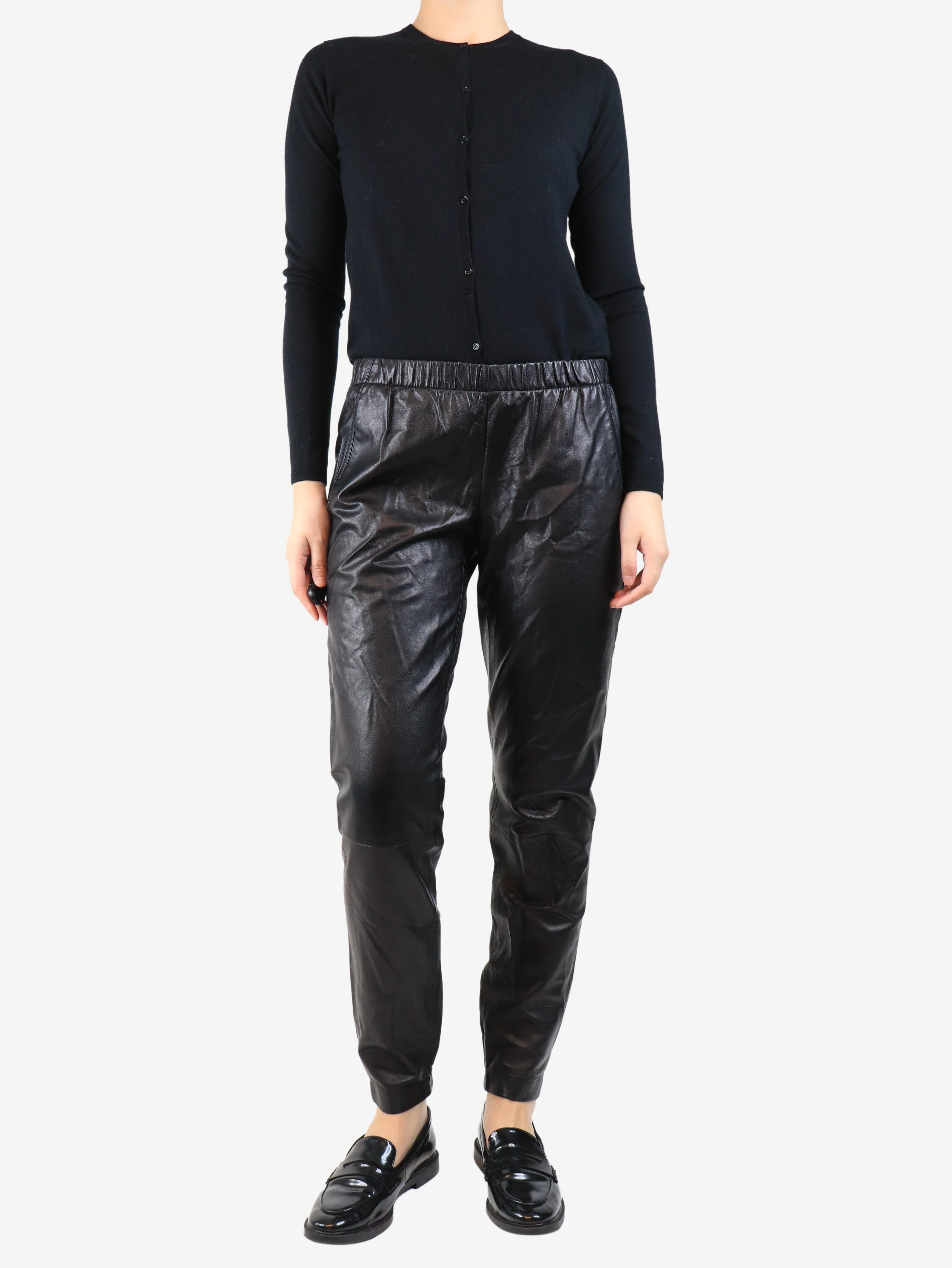 Black leather trousers - size S - Image 2