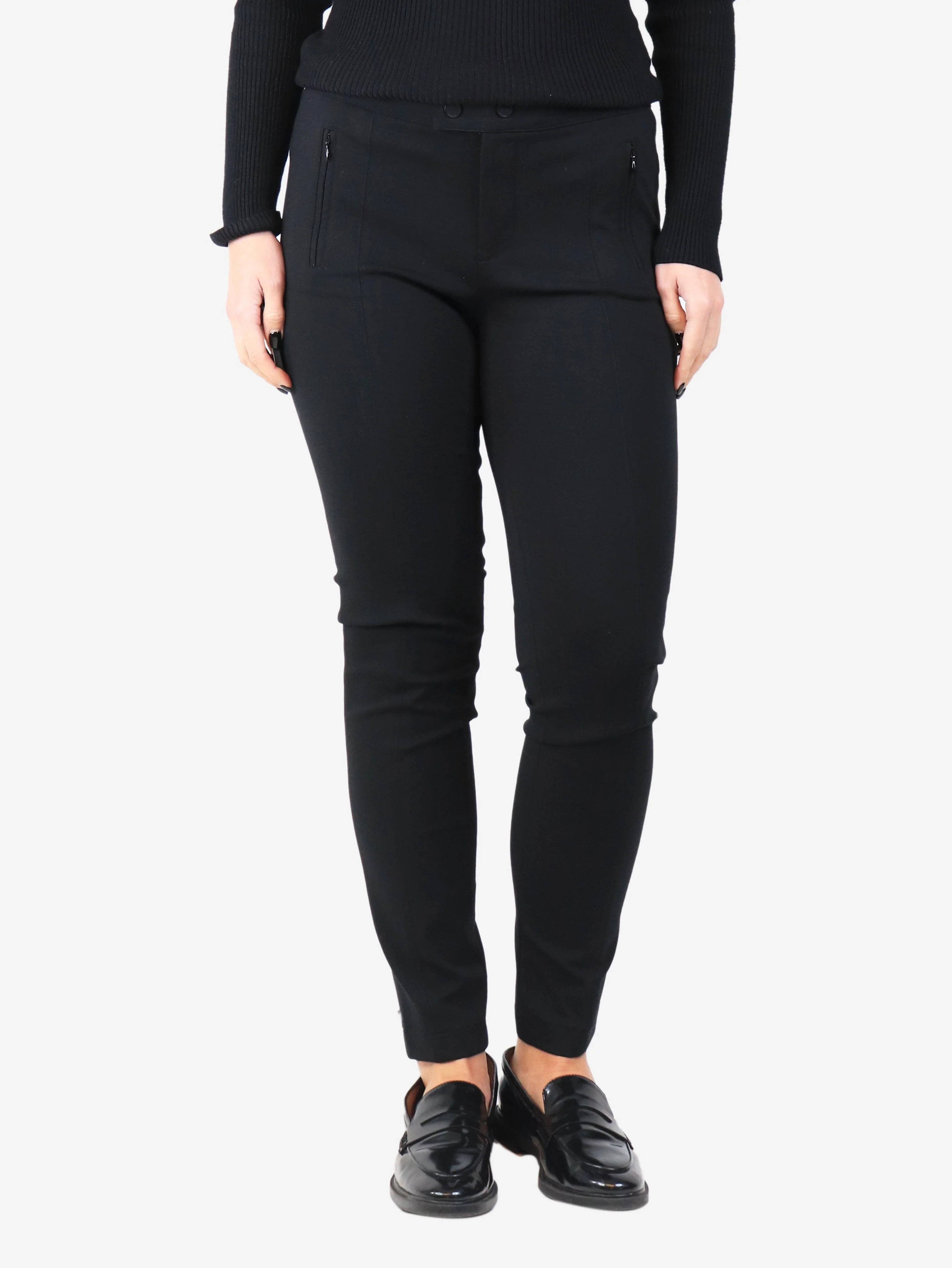 Black slim-leg trousers - size UK 14