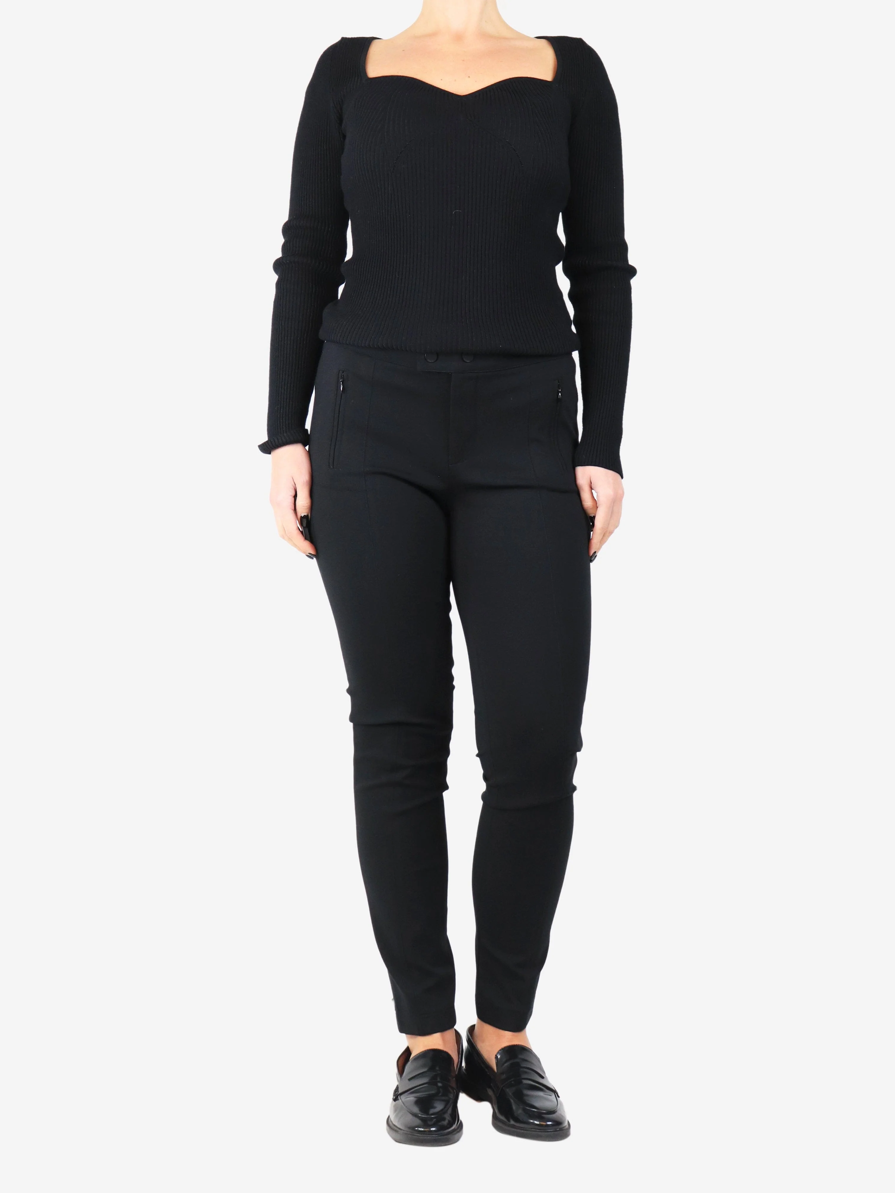 Black slim-leg trousers - size UK 14 - Image 2