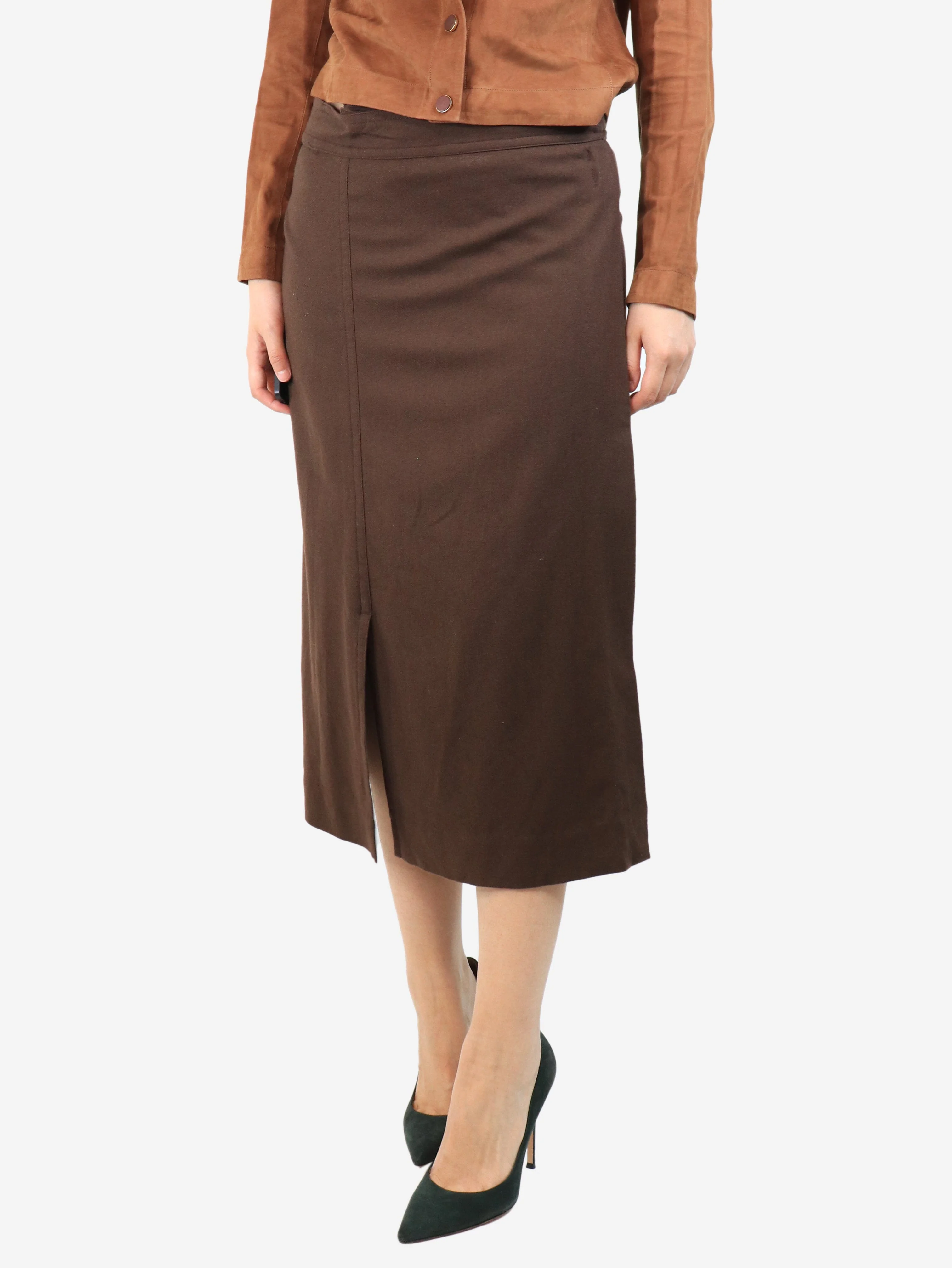 Brown wrap skirt - size UK 10