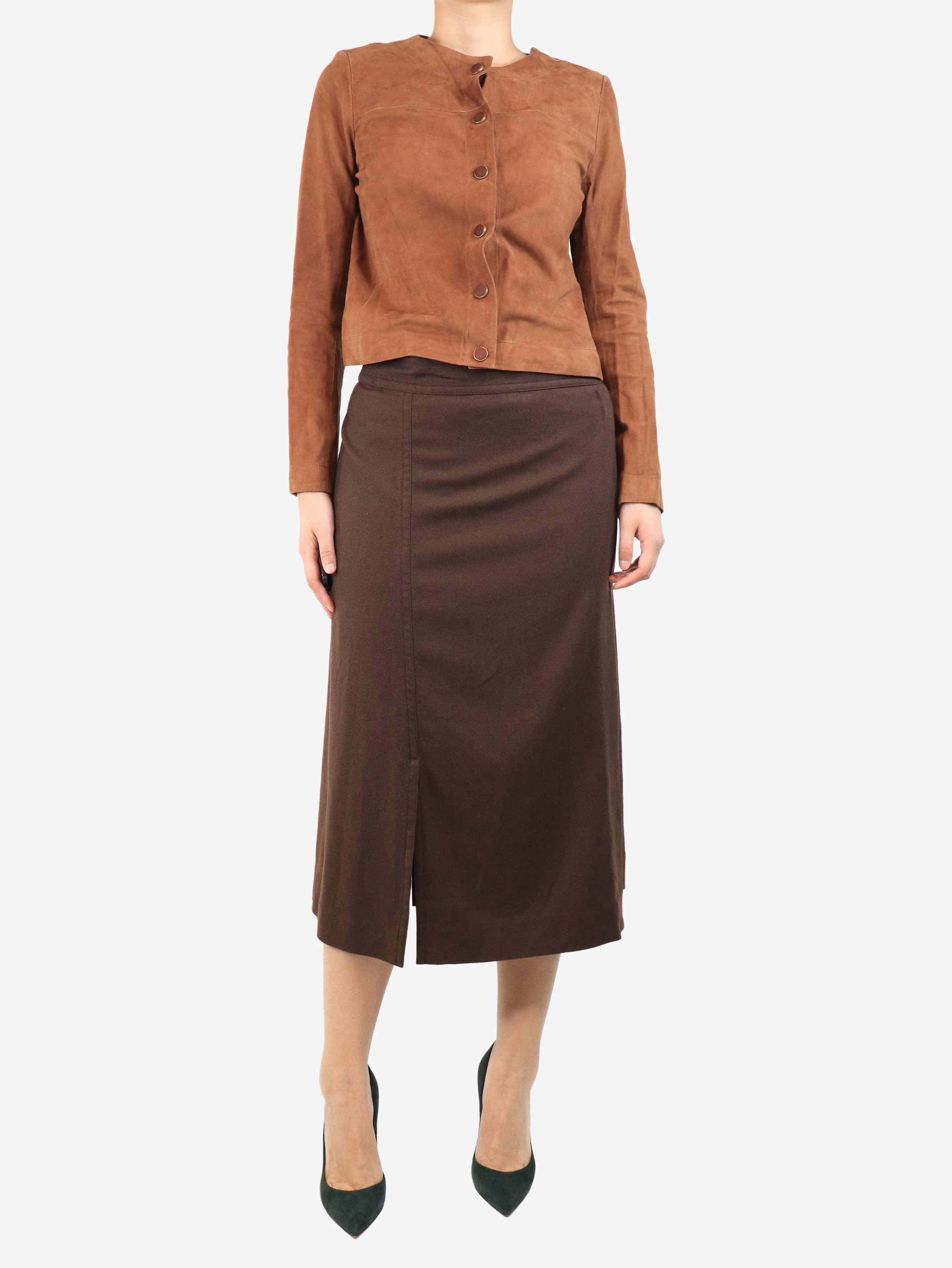 Brown wrap skirt - size UK 10 - Image 2