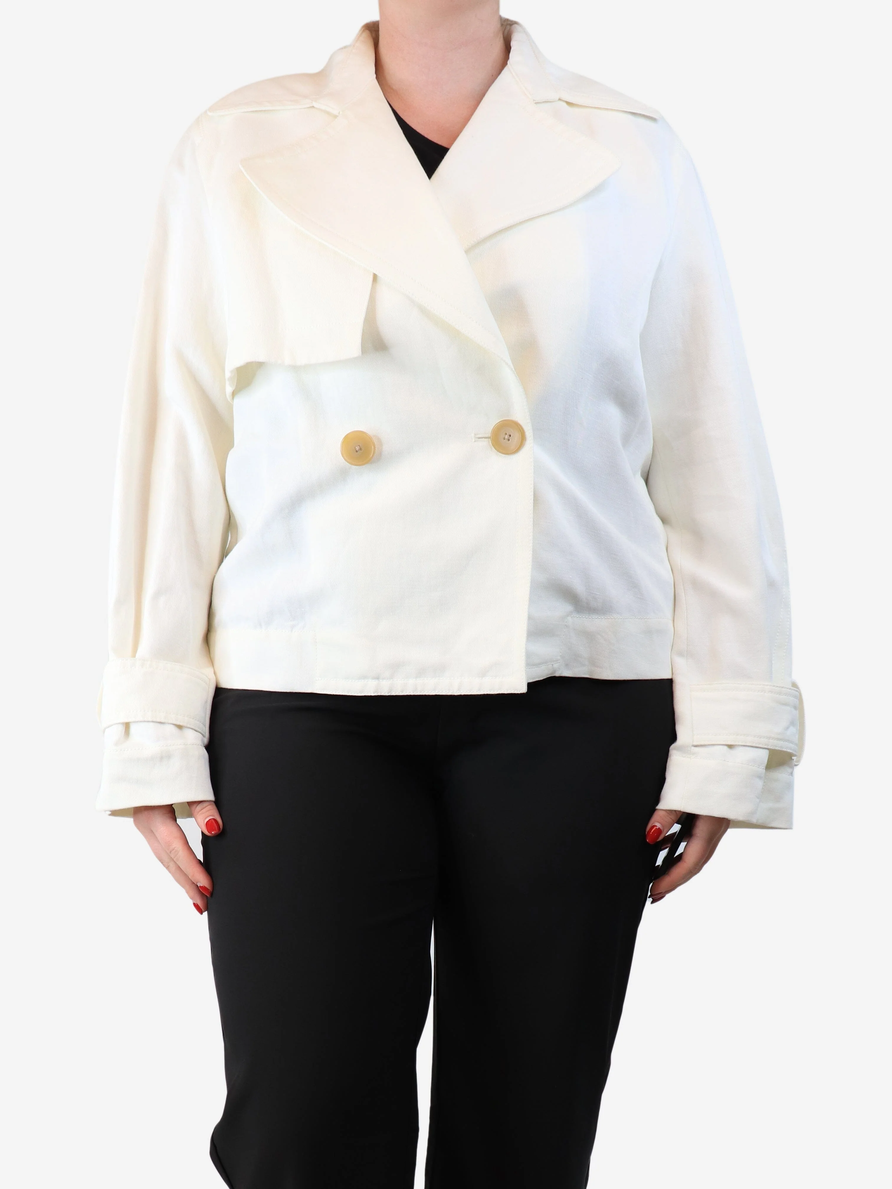 Cream linen and cotton-blend jacket - size M