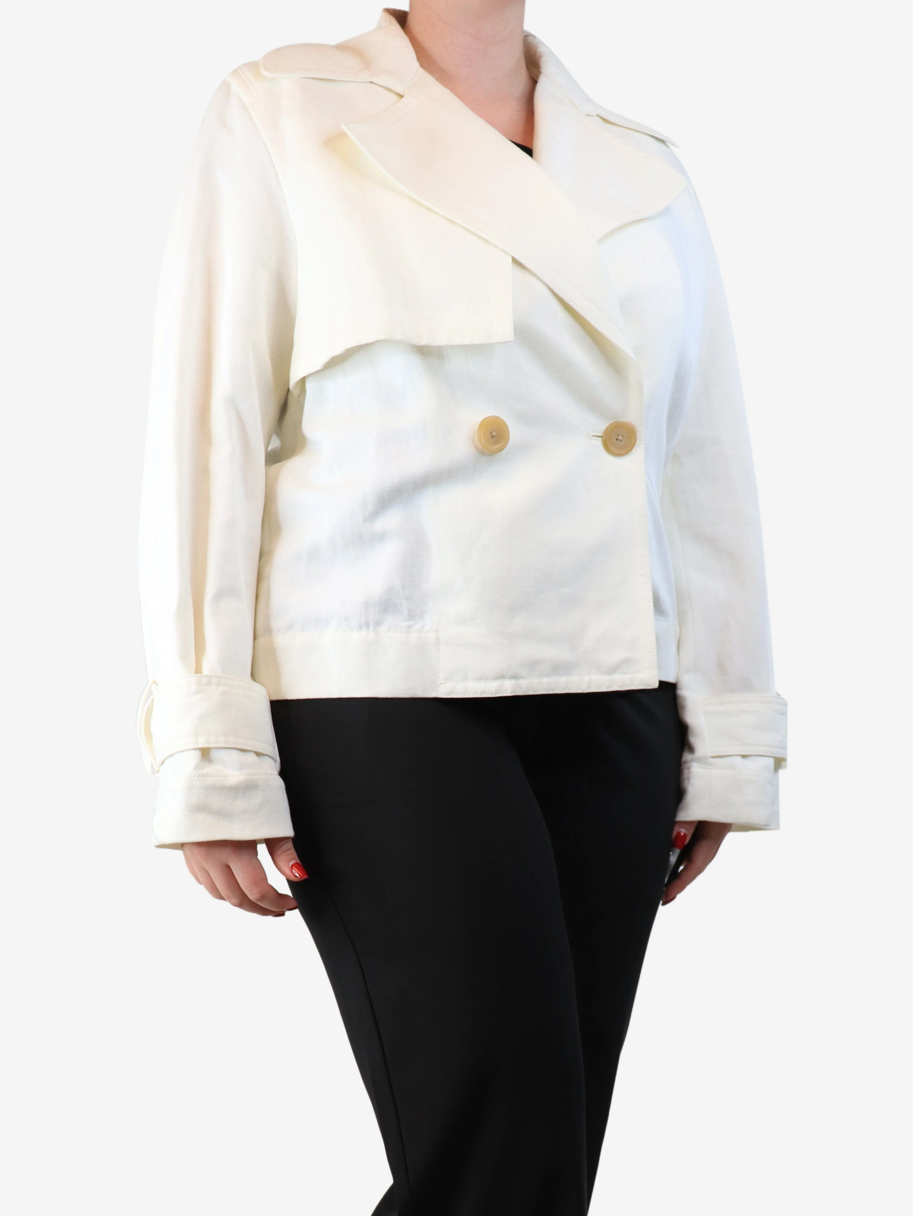 Cream linen and cotton-blend jacket - size M - Image 3