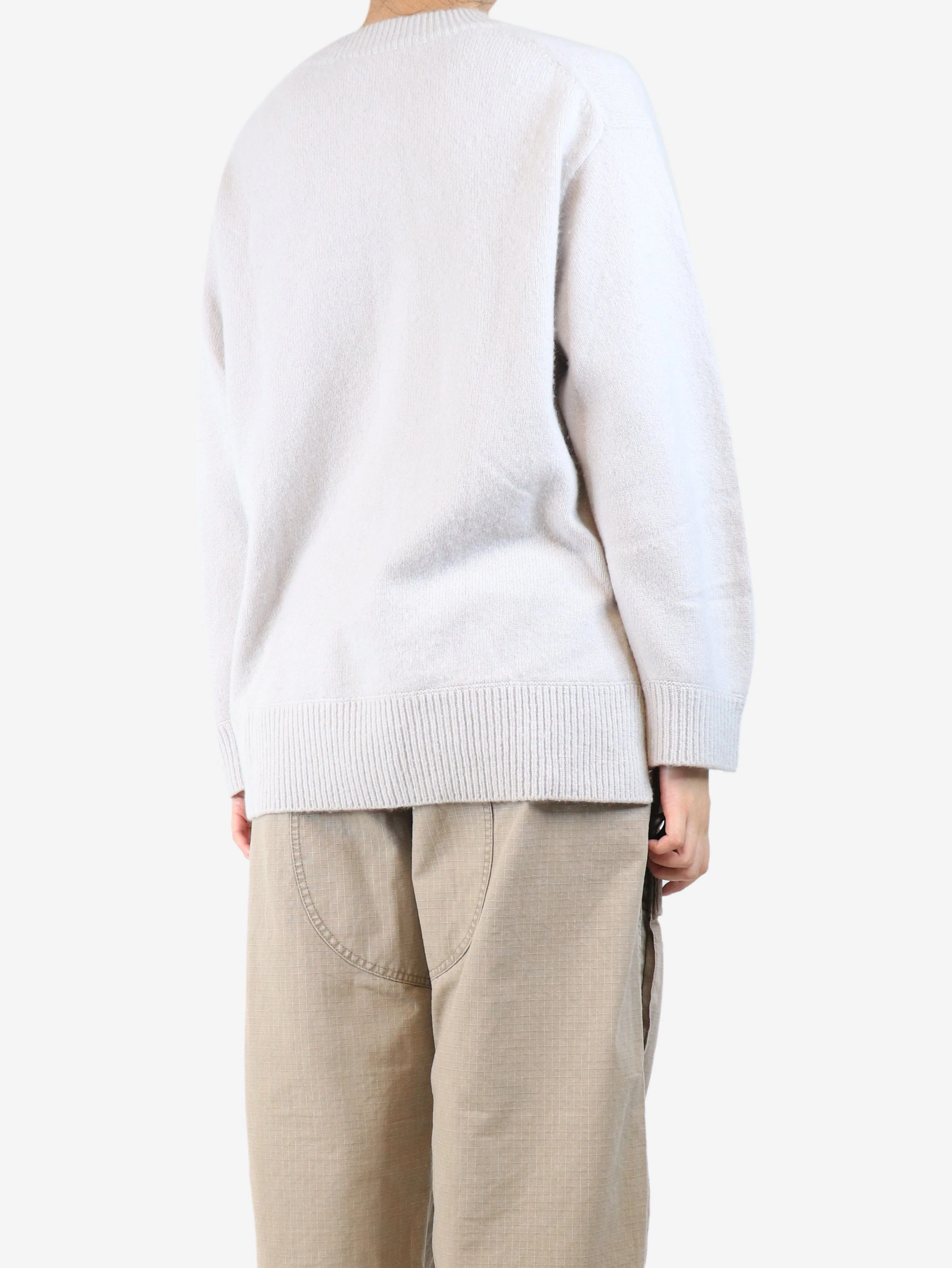 Neutral cashmere v-neck jumper - size M - Image 2