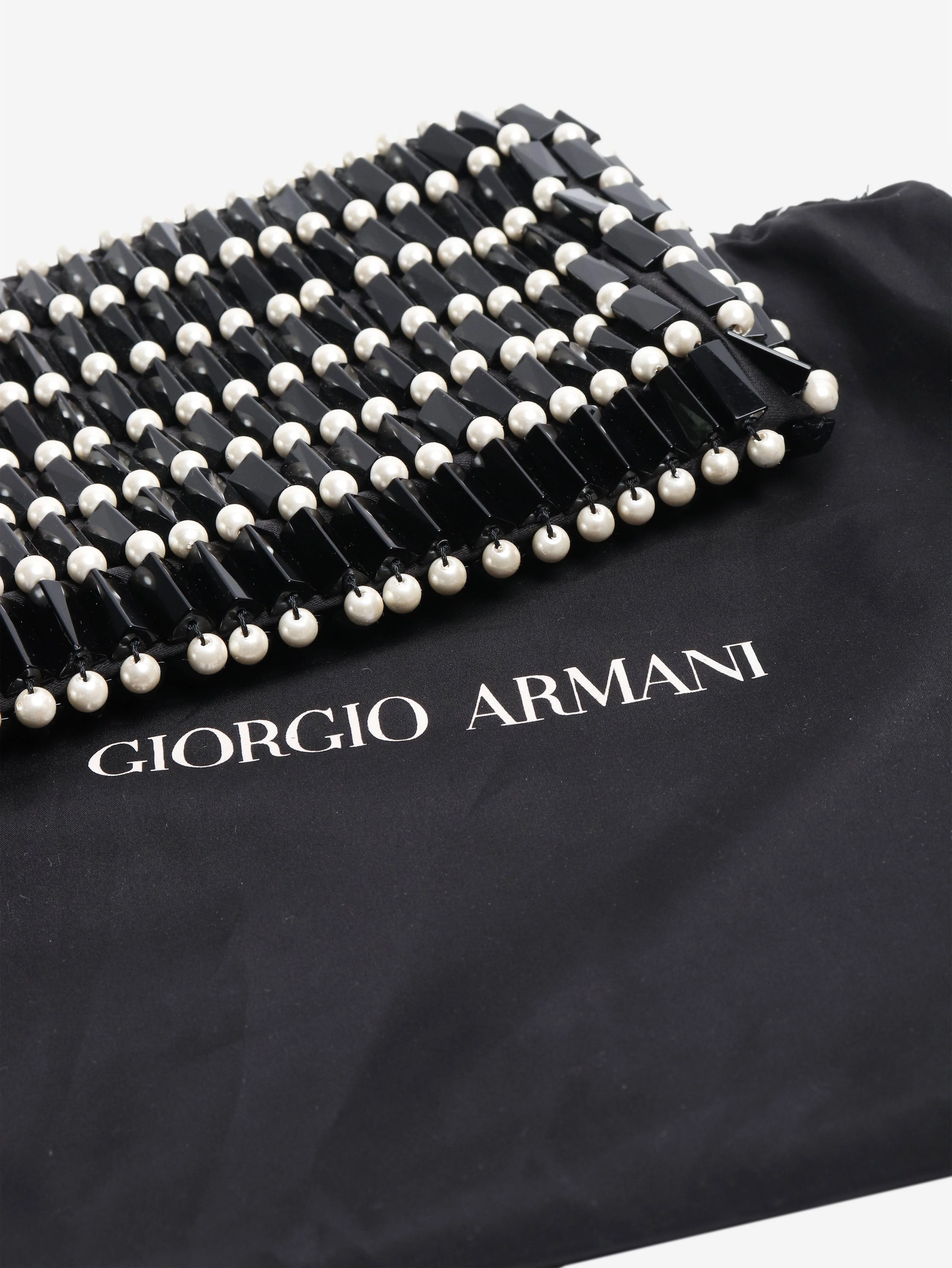 Vintage 90s black and white beaded clutch - Image 5