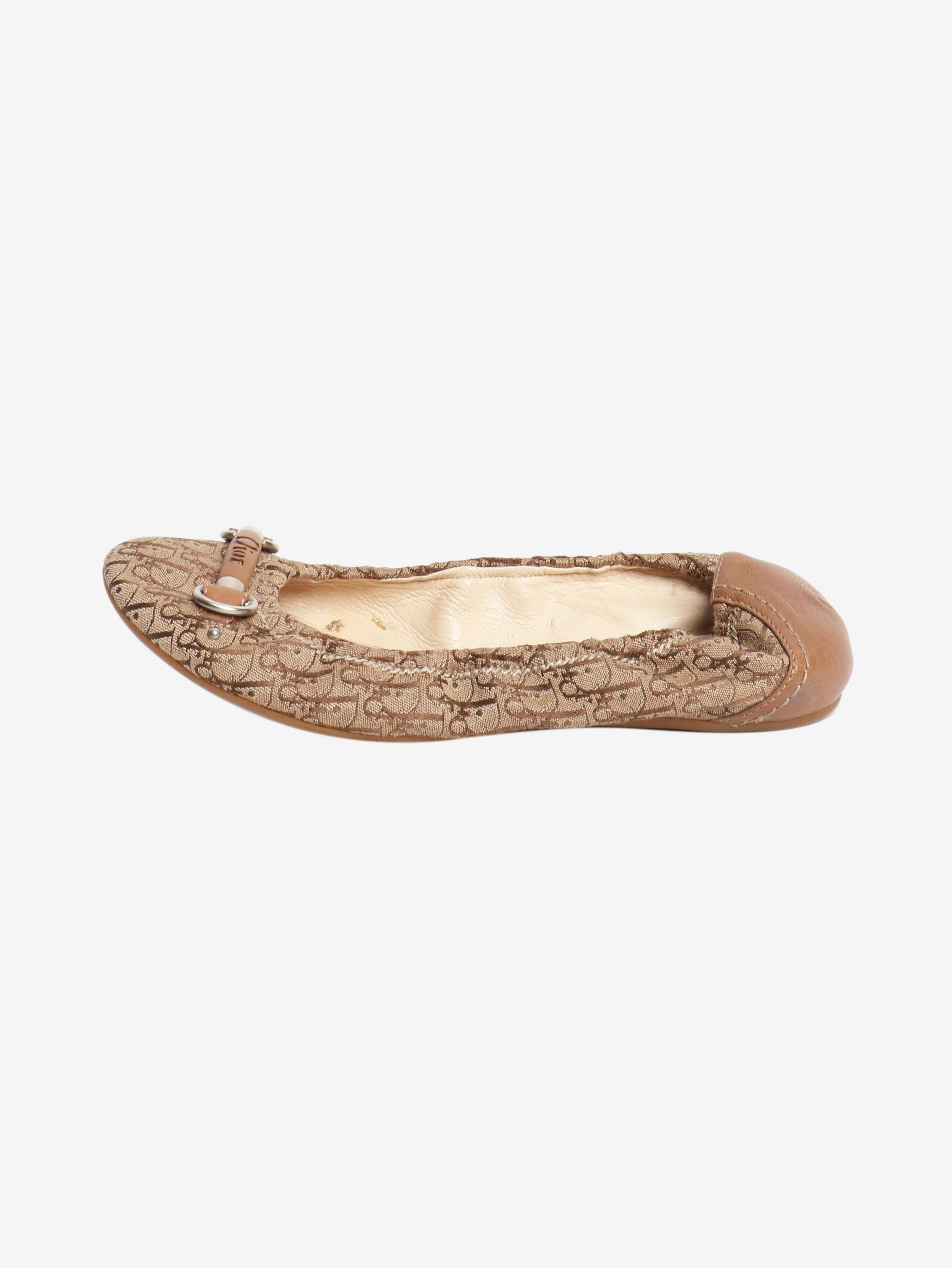 Vintage brown monogram ballet flats - size EU 38 (UK 5)