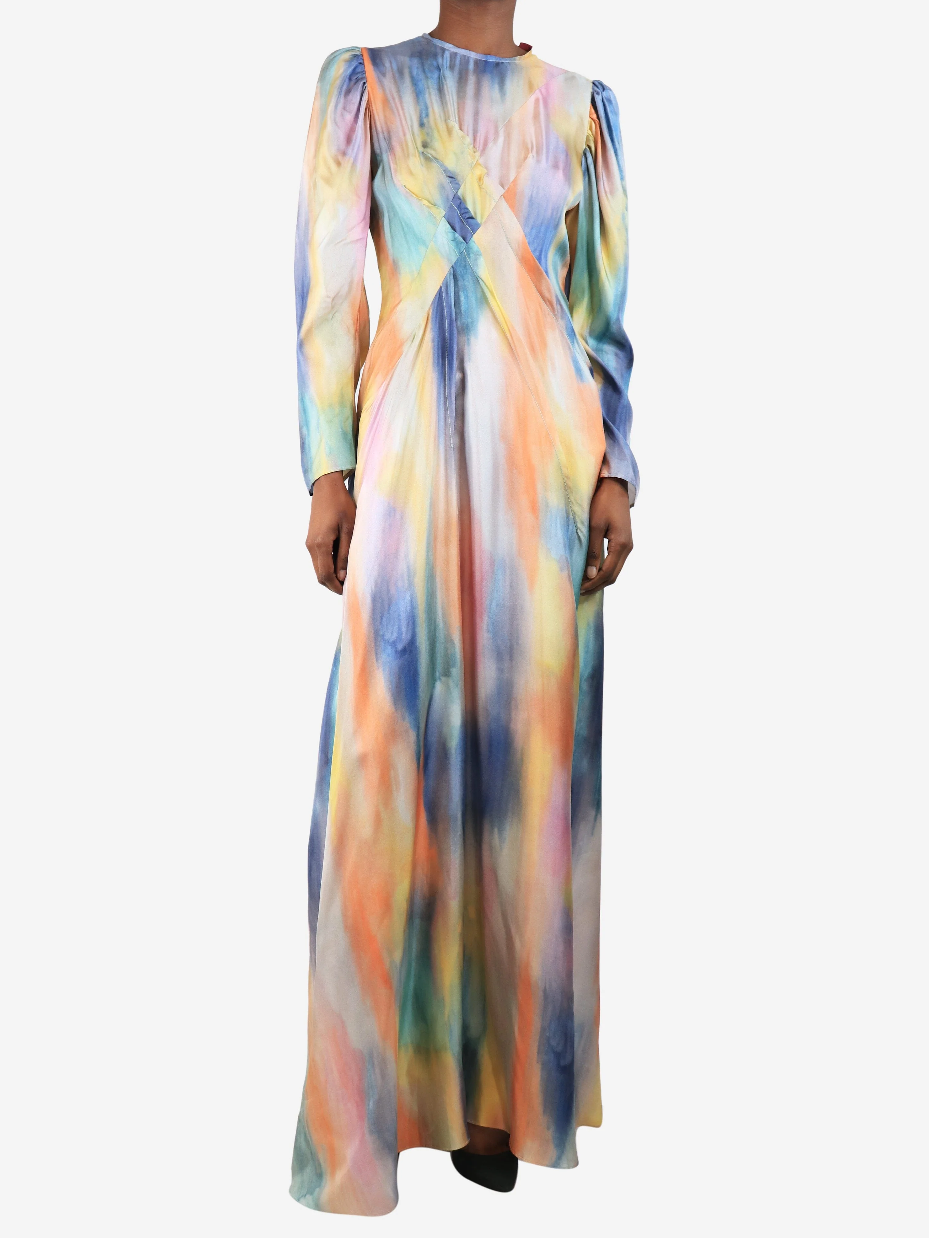 Virginia printed silk twill maxi dress - size UK 6 - Image 3