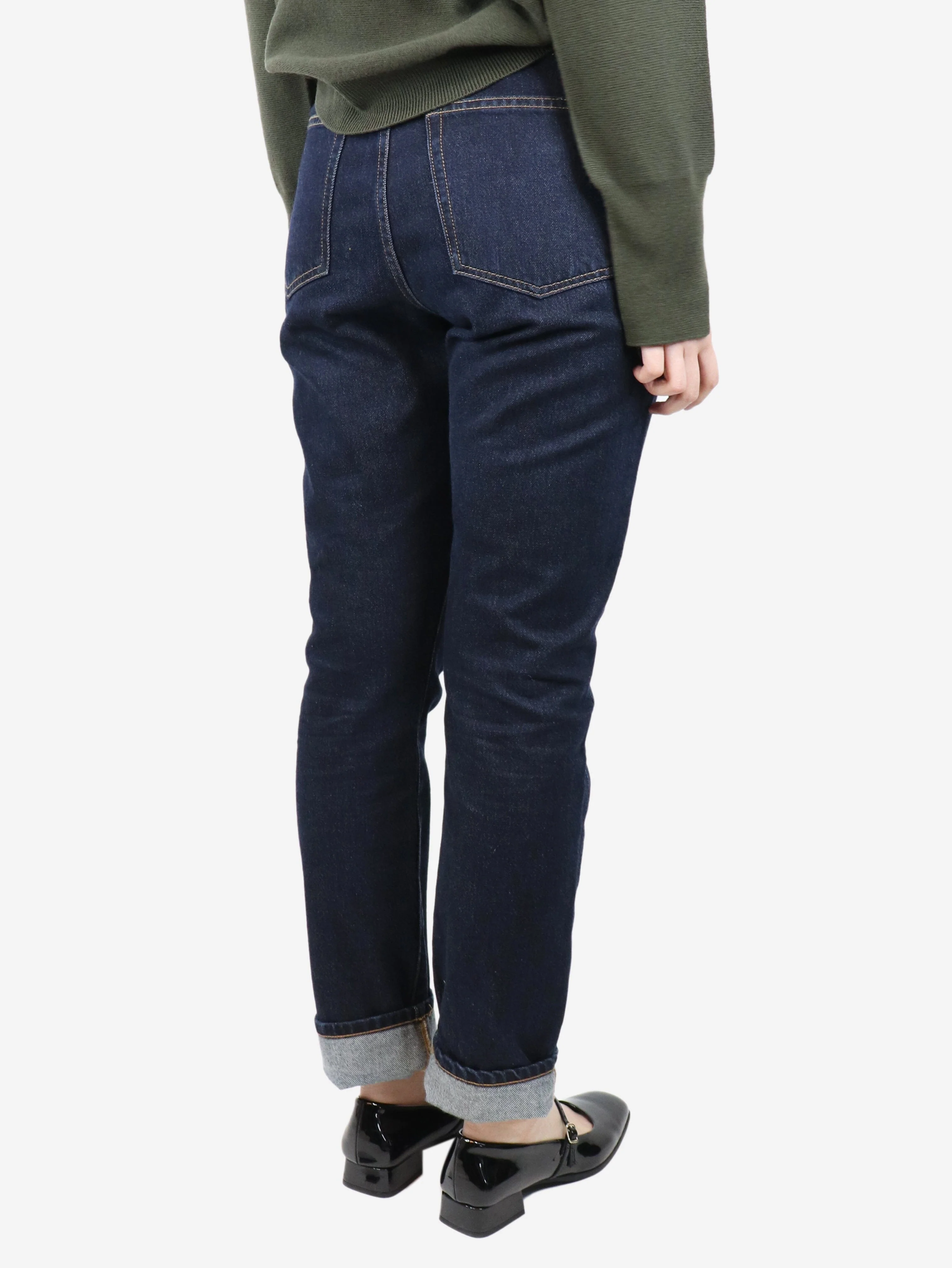 Dark blue high-rise jeans - size UK 10 - Image 3