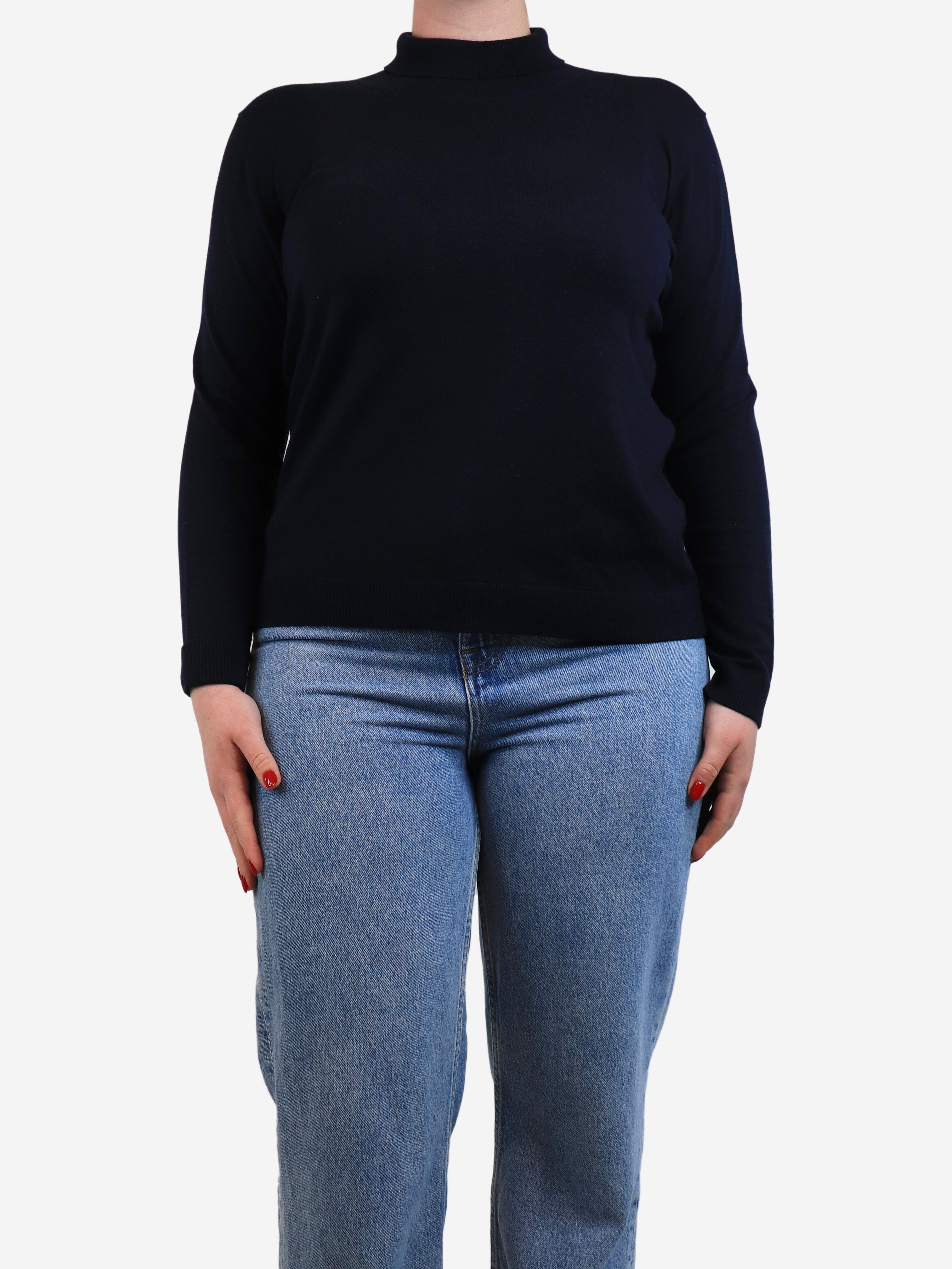 Navy blue high-neck sweater - size L