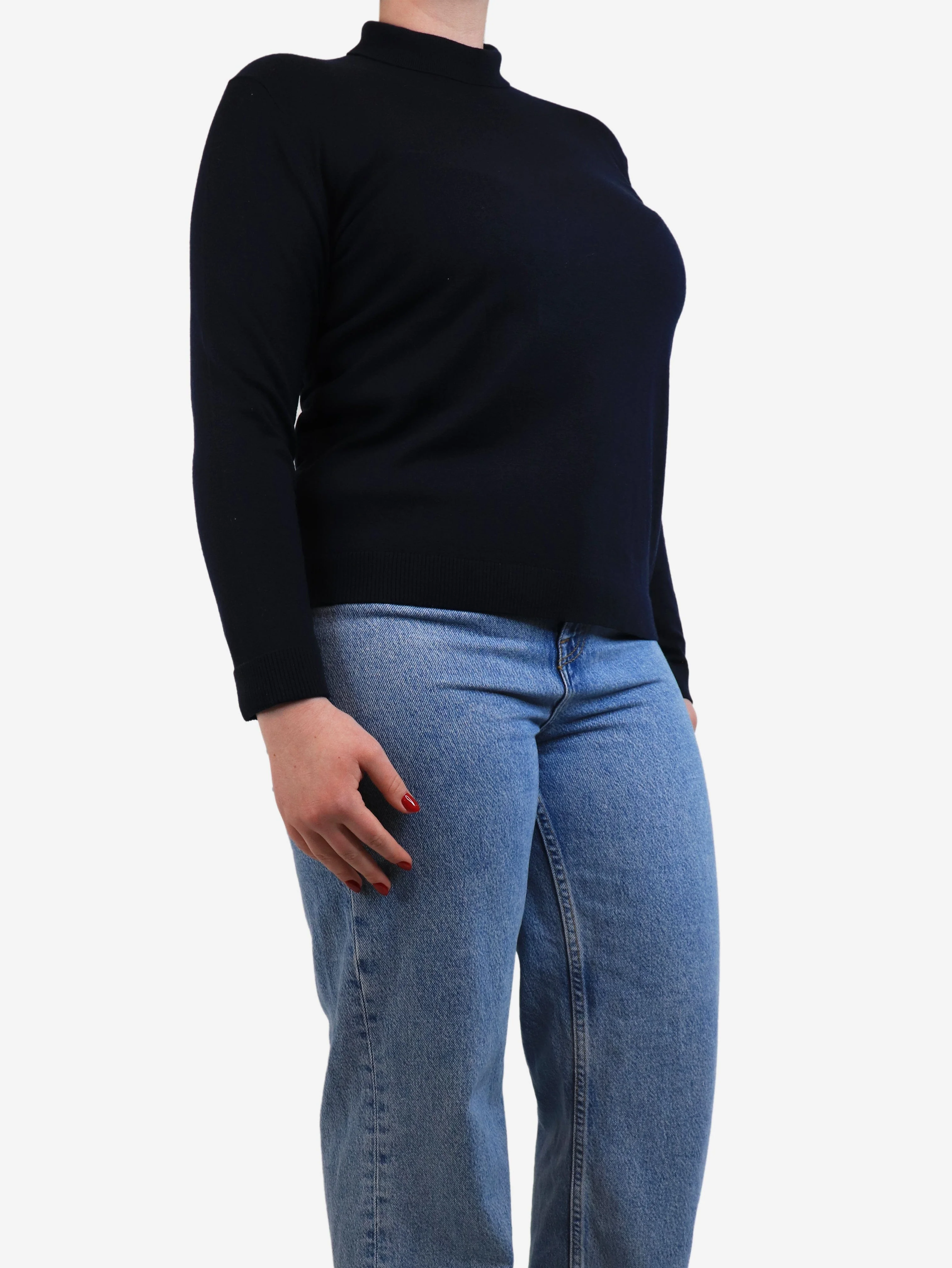 Navy blue high-neck sweater - size L - Image 3