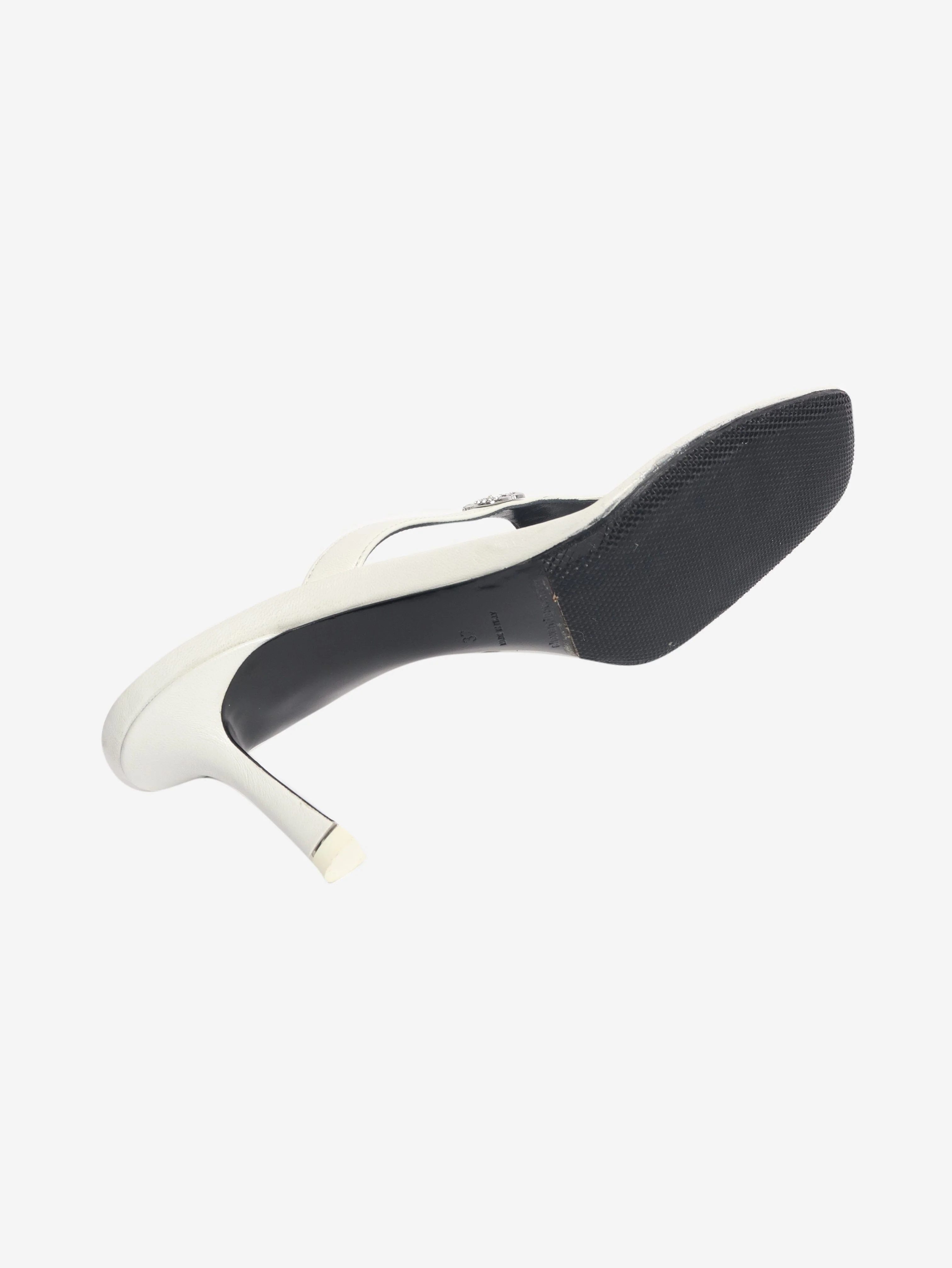 White diamante flip flop heels - size EU 37 - Image 5