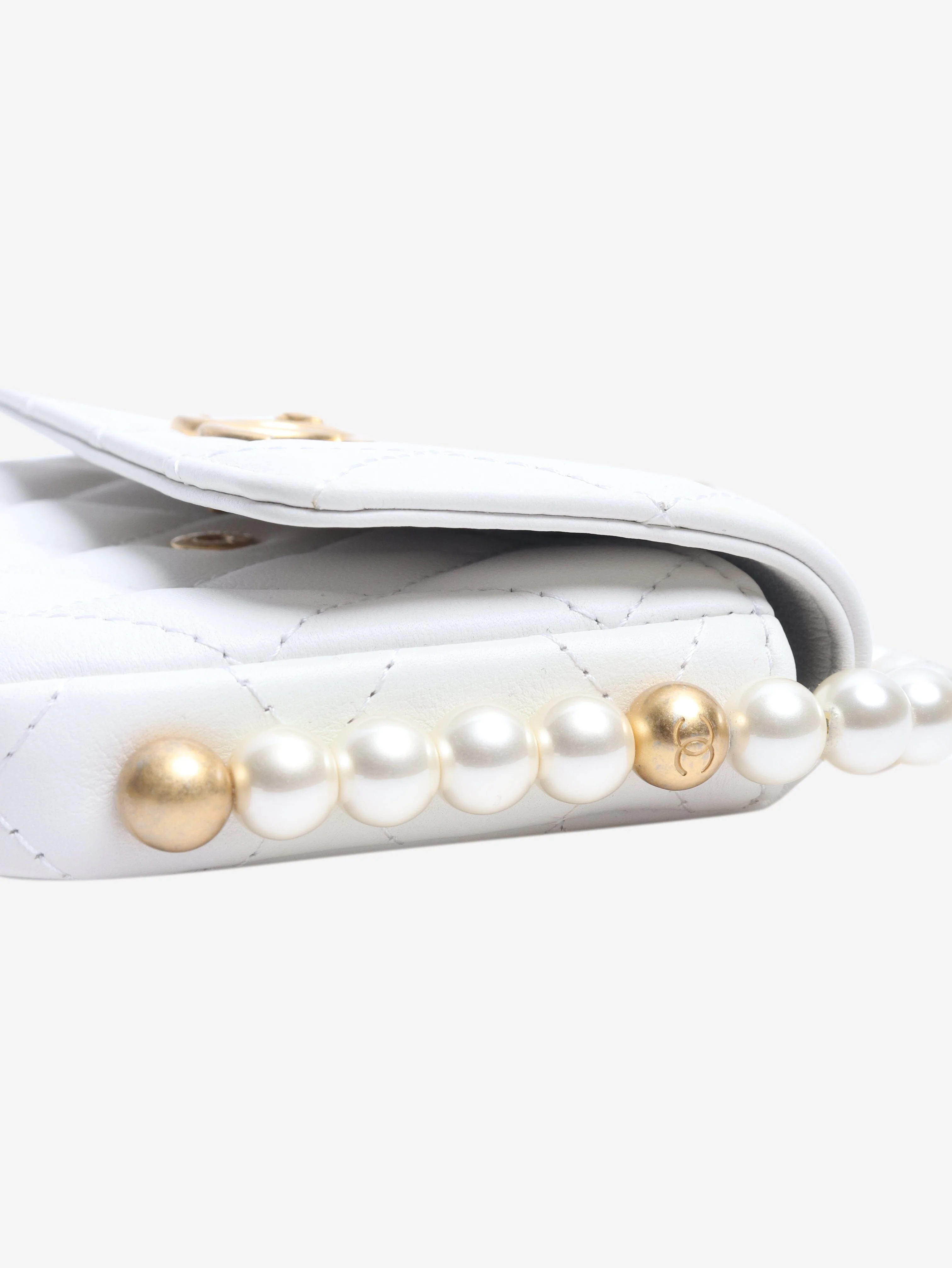 White diamond quilted caviar 2021 faux pearl mini crossbody bag - Image 7
