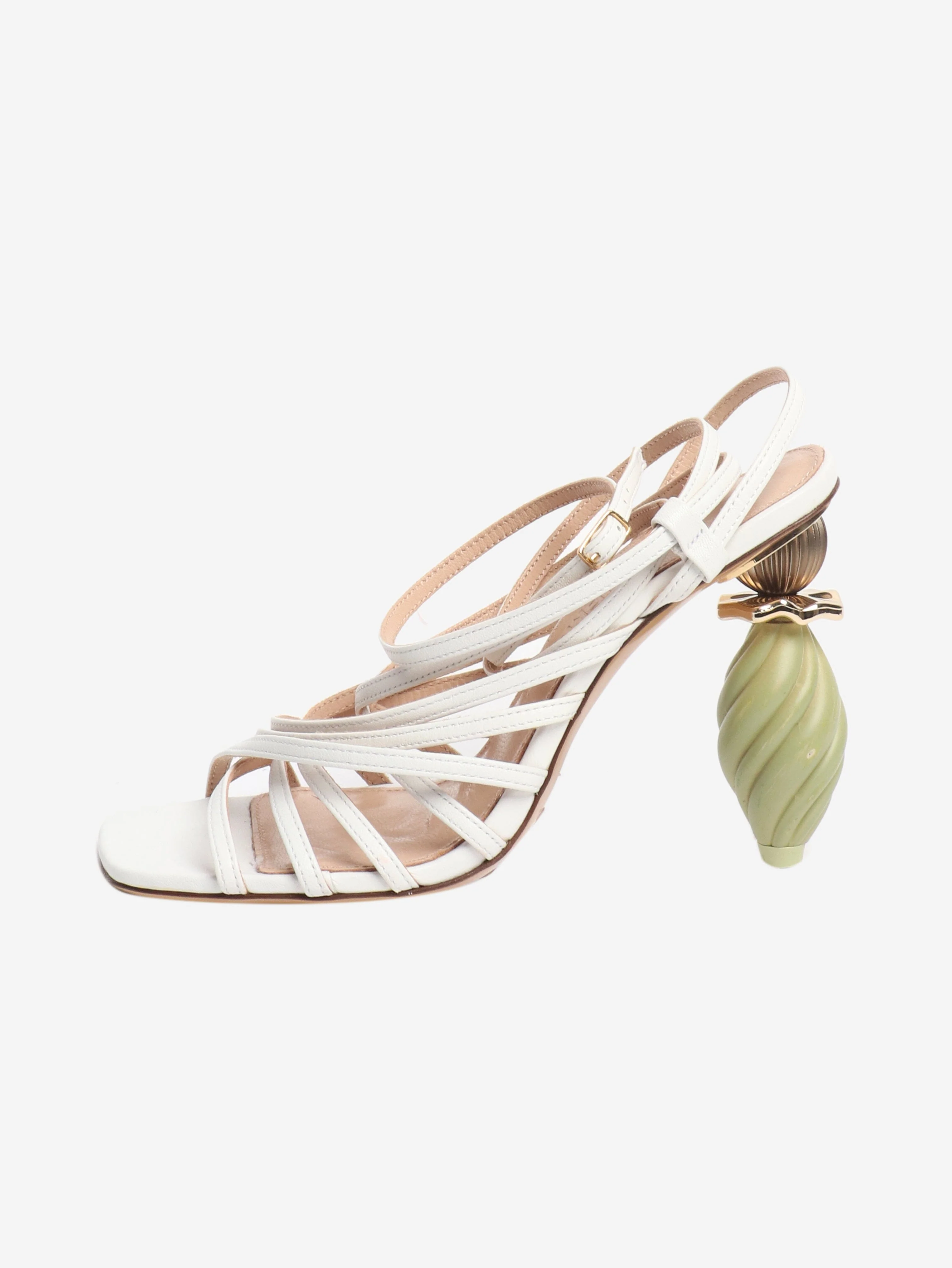 White leather strappy detail heels - size EU 36 (UK 3)