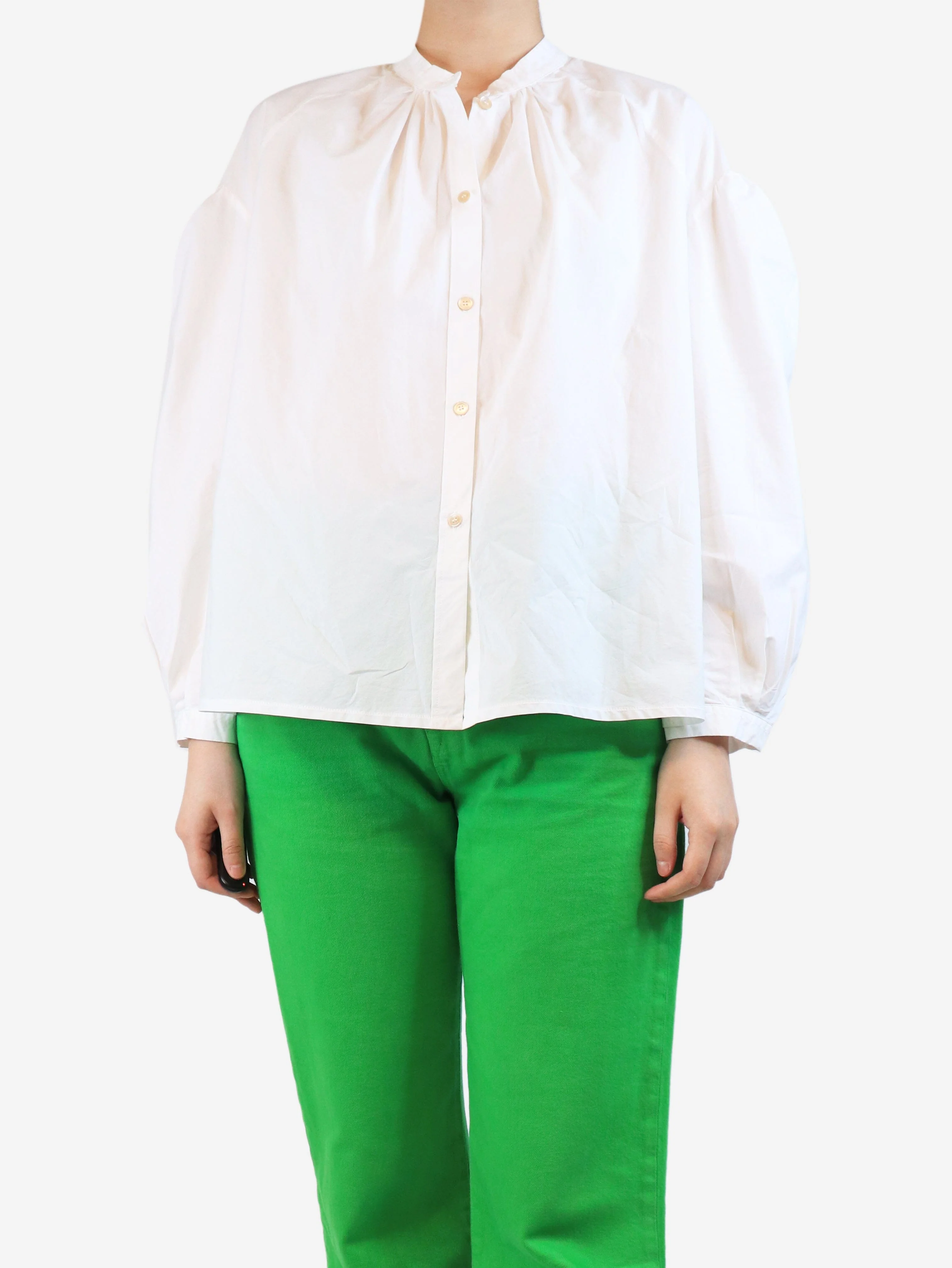 White mandarin shirt blouse - size UK 8