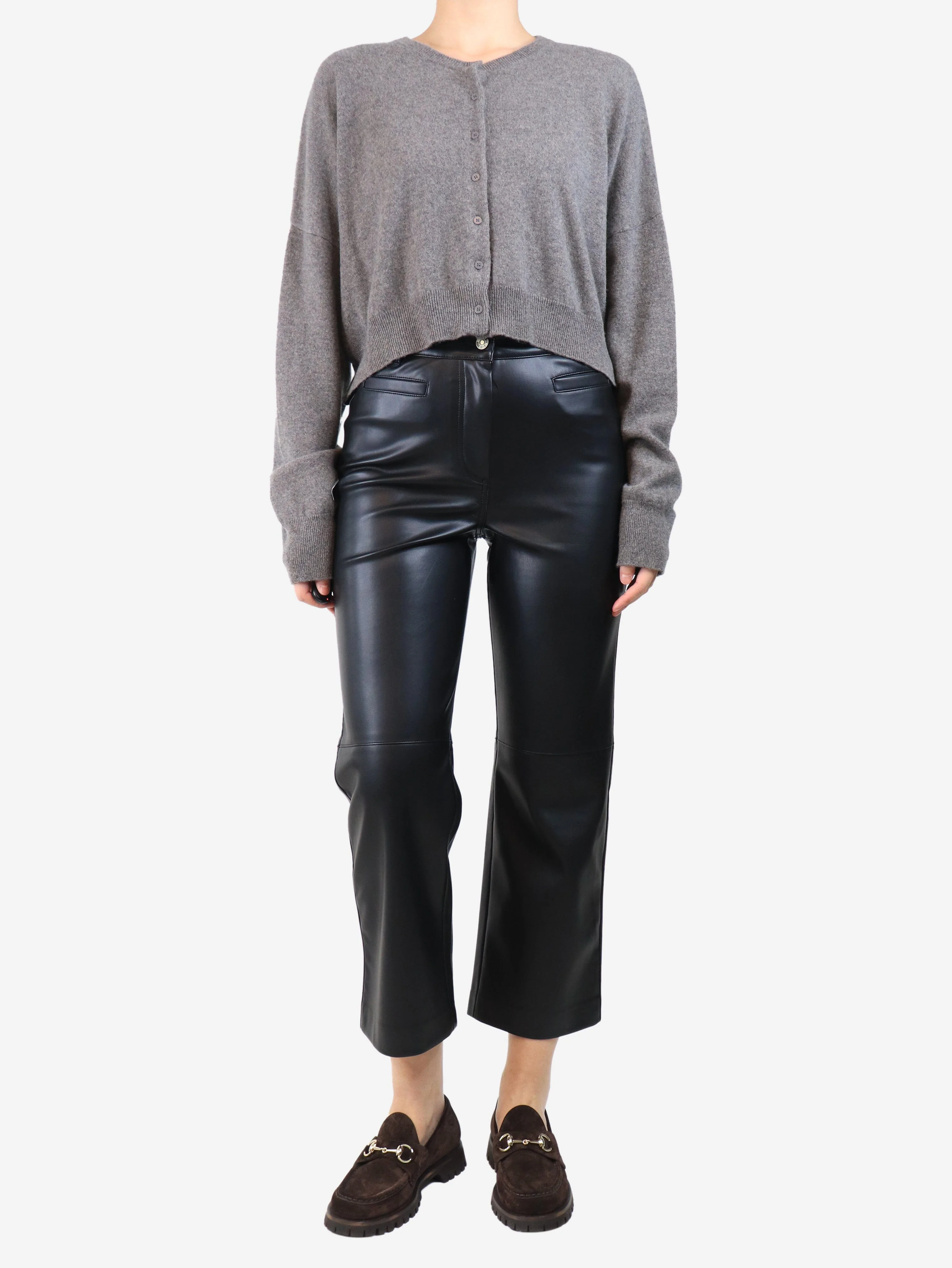 Black faux leather trousers - size UK 8 - Image 2