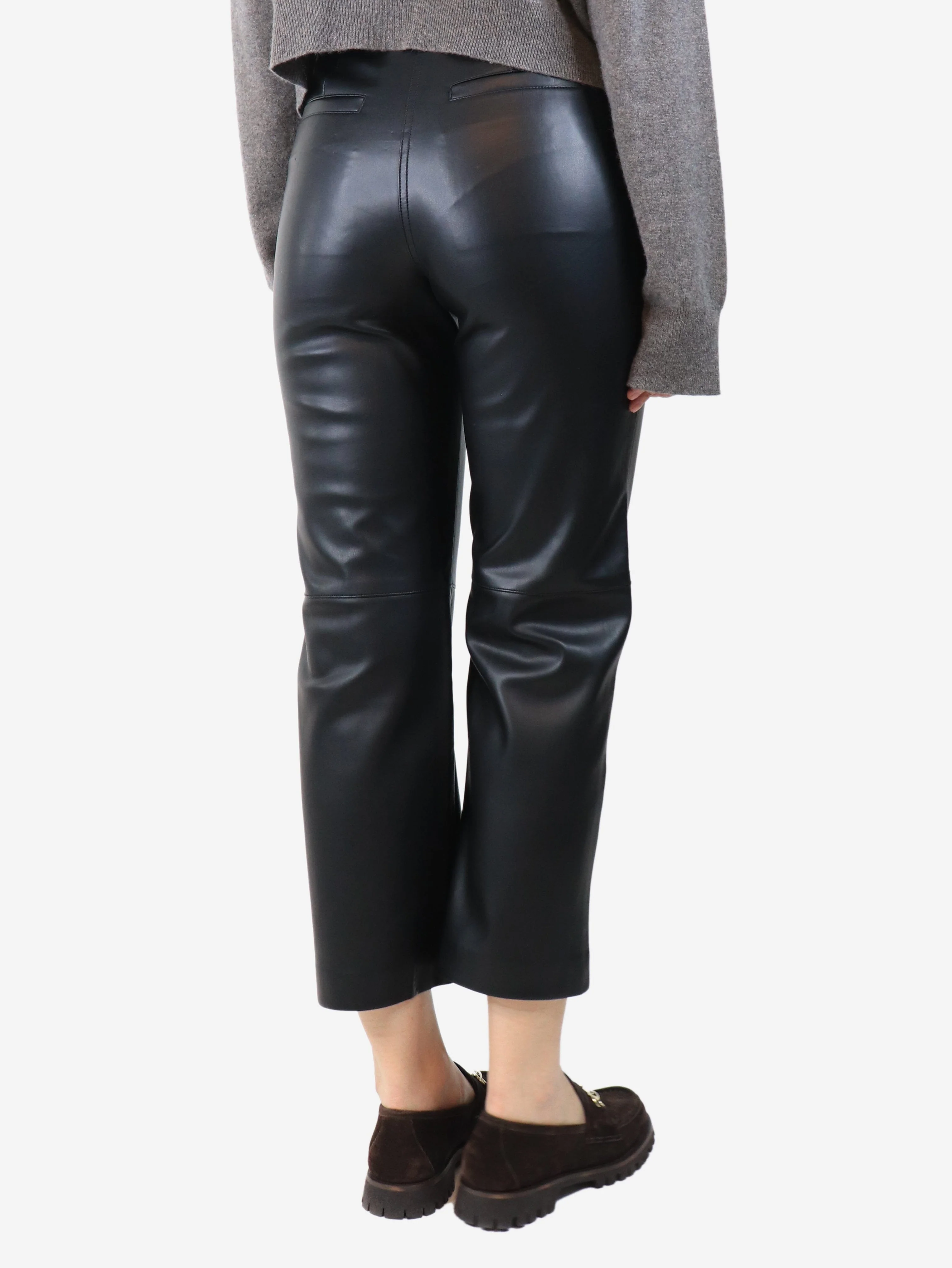 Black faux leather trousers - size UK 8 - Image 3