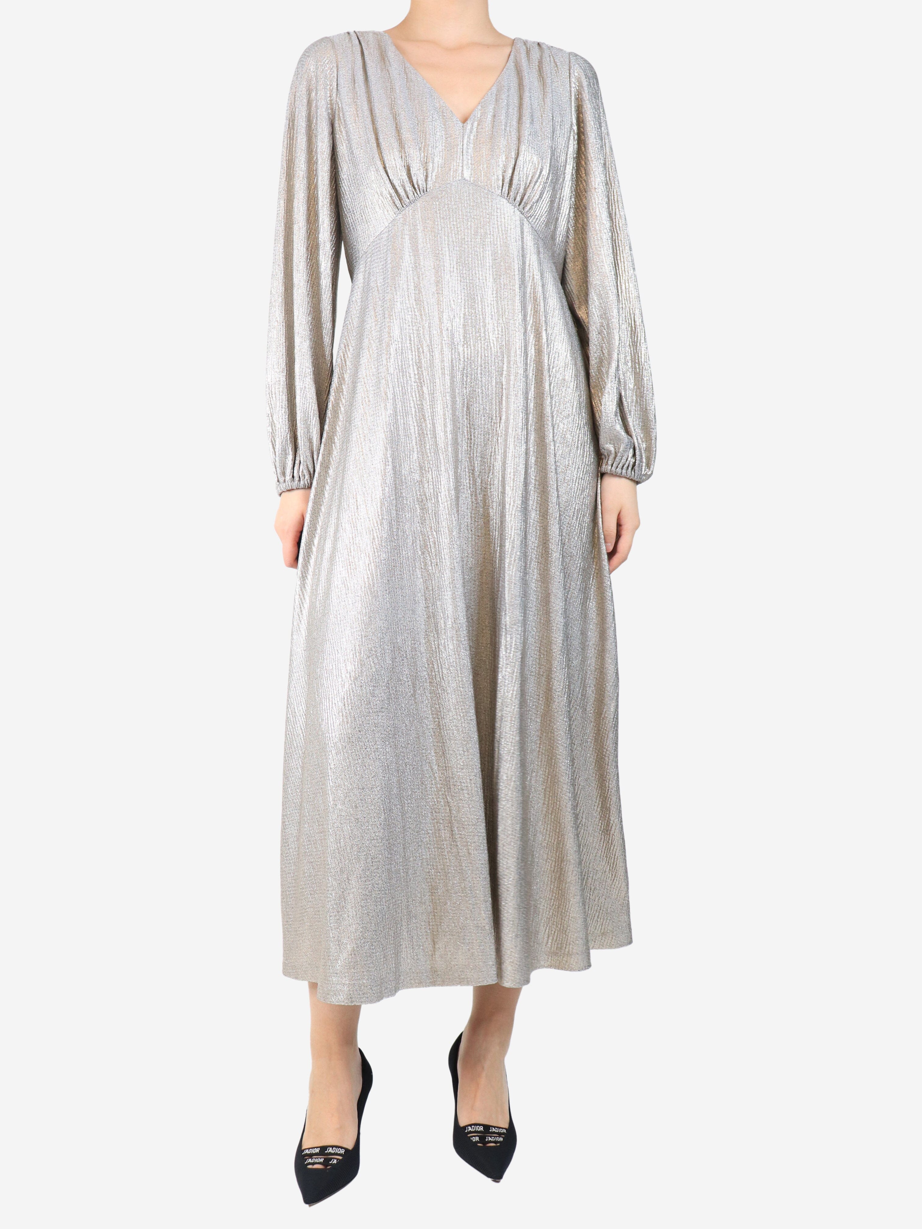 Silver crinkle metallic dress - size UK 12 - Image 3