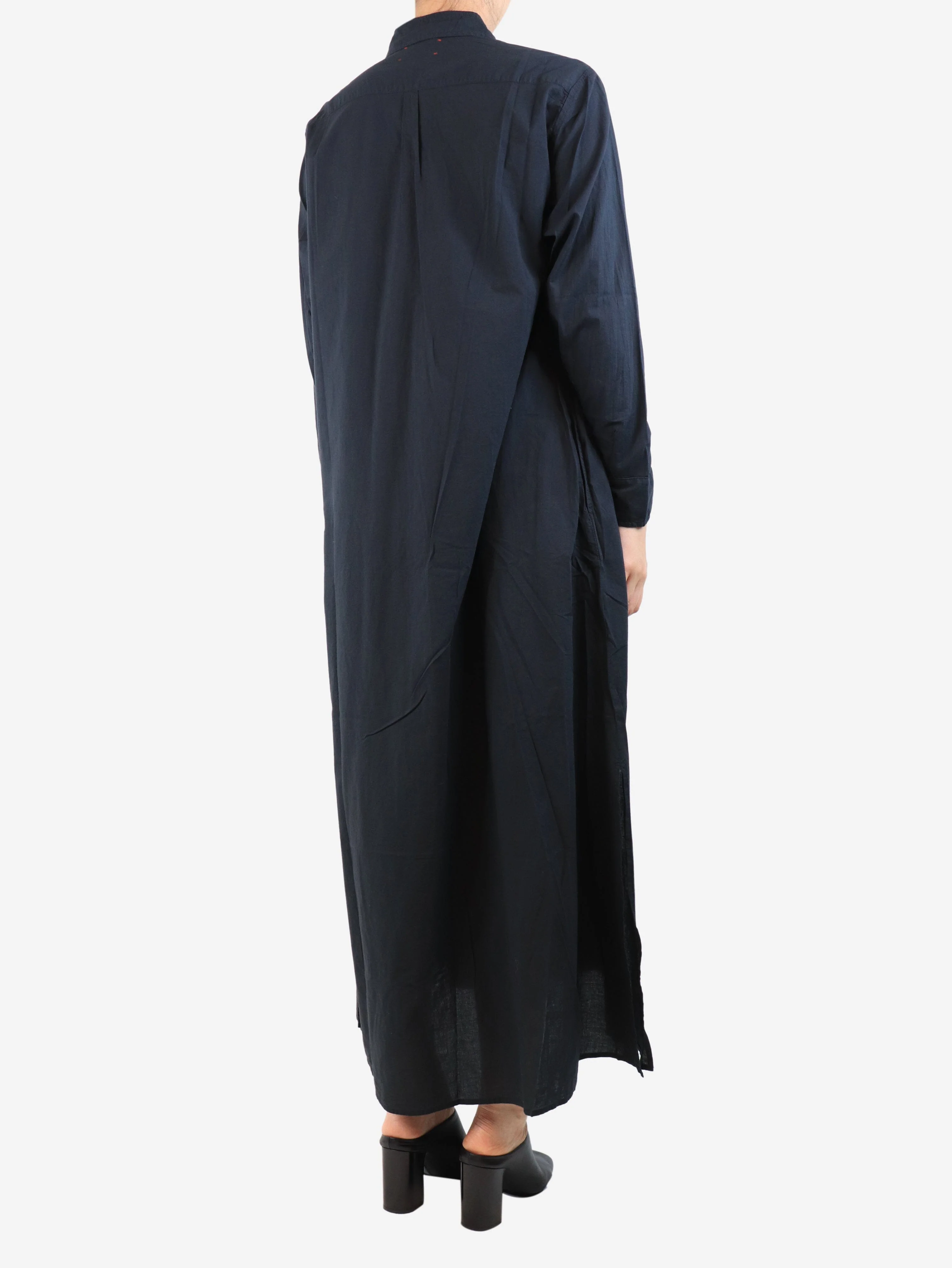 Black cotton midi shirt dress - size S - Image 2