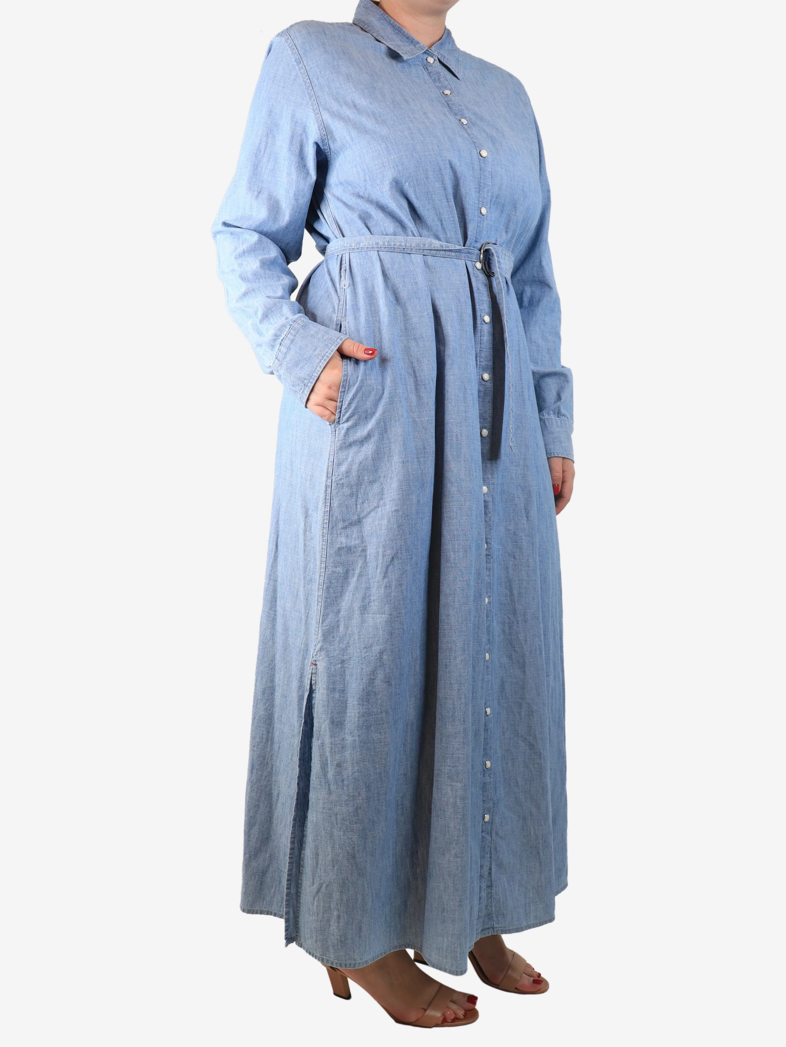 Blue Bowen denim shirt dress - size L - Image 3