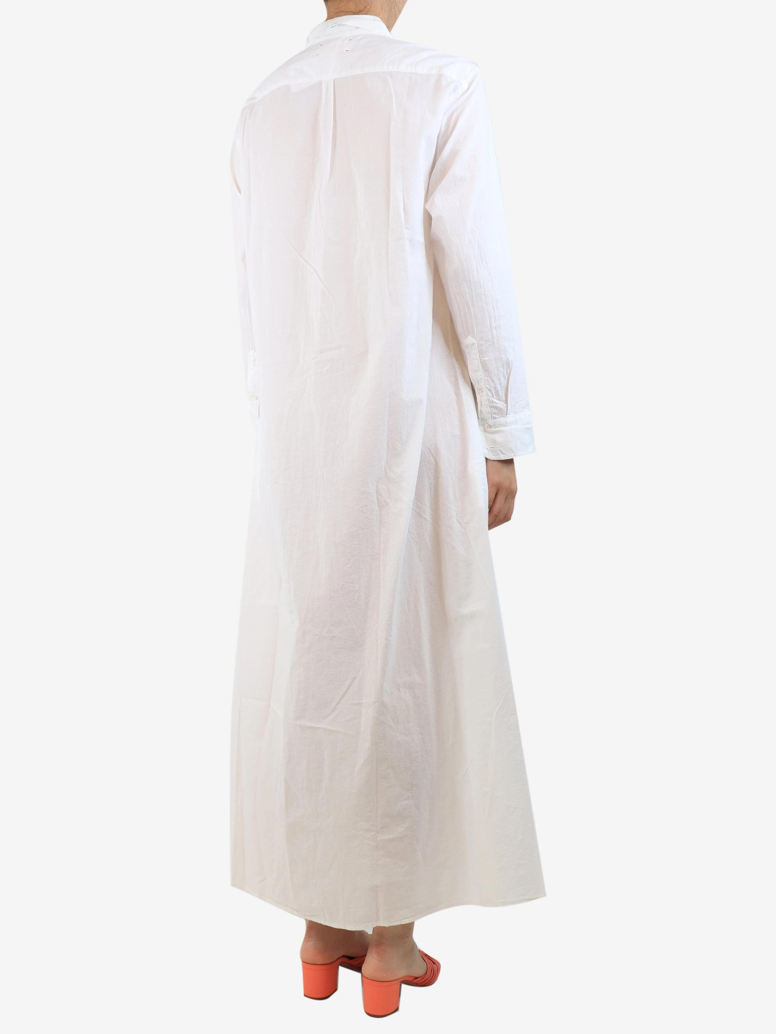 White cotton midi shirt dress - size S - Image 2