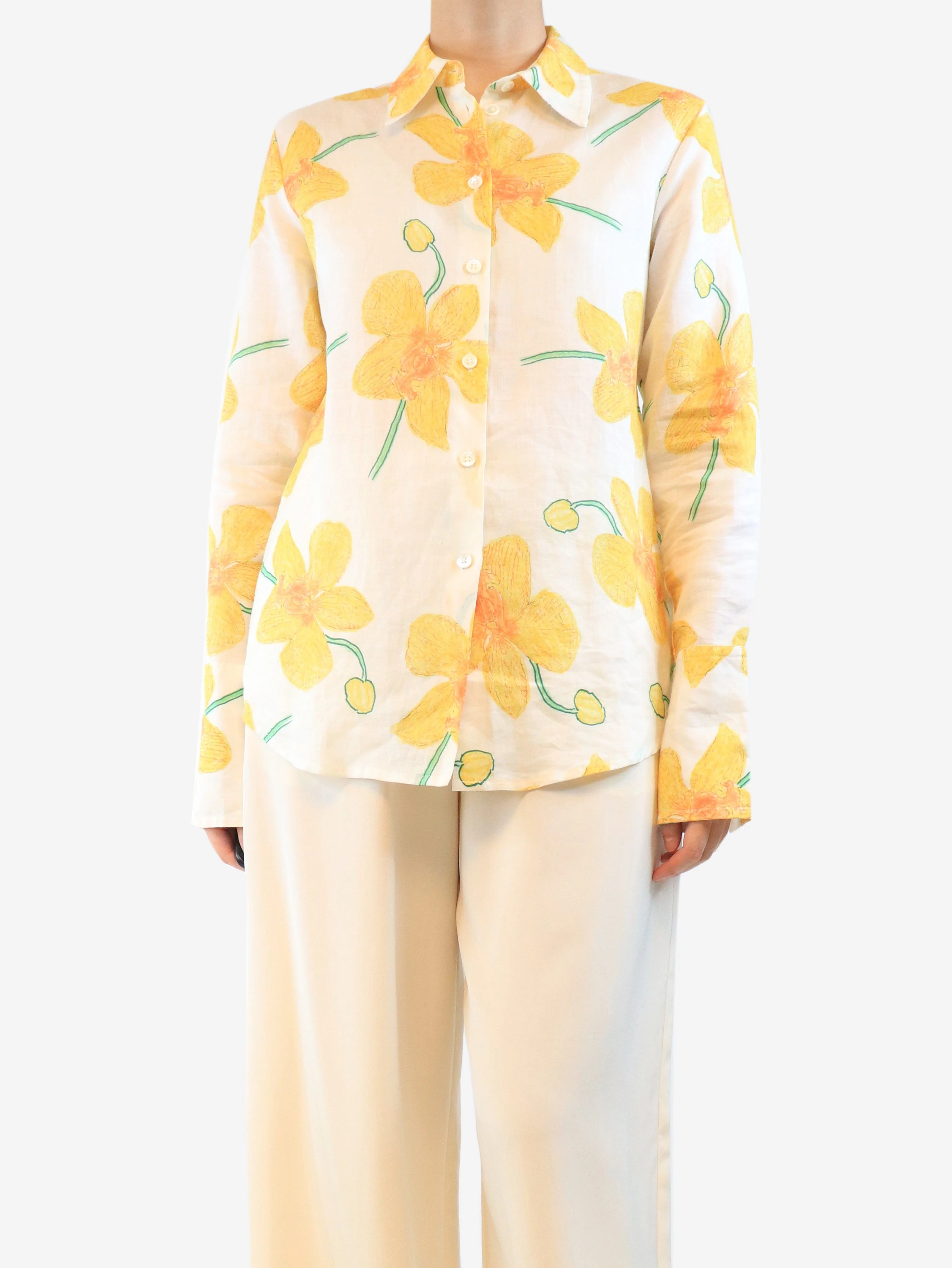 Yellow floral blouse - size UK 12