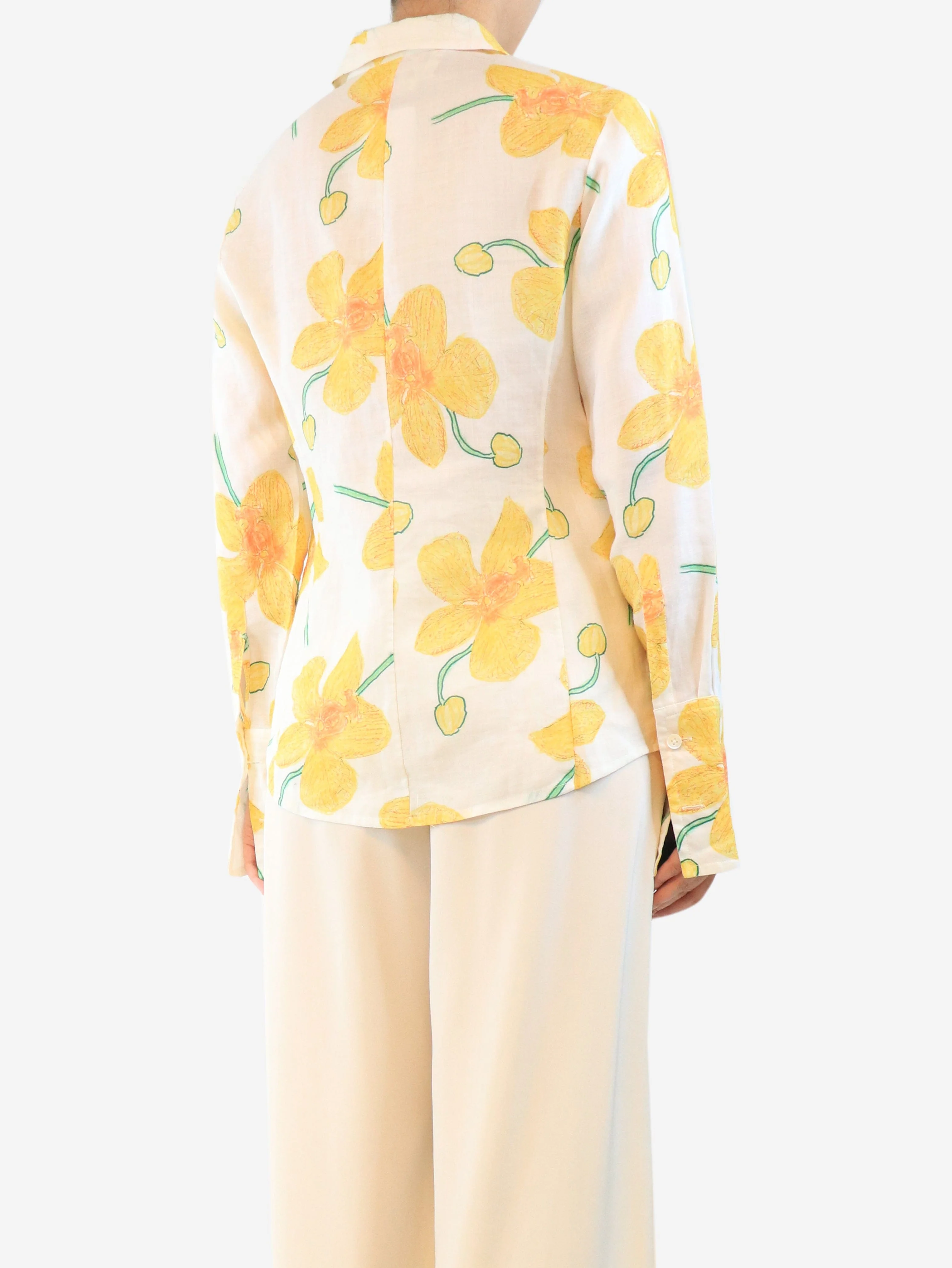Yellow floral blouse - size UK 12 - Image 2