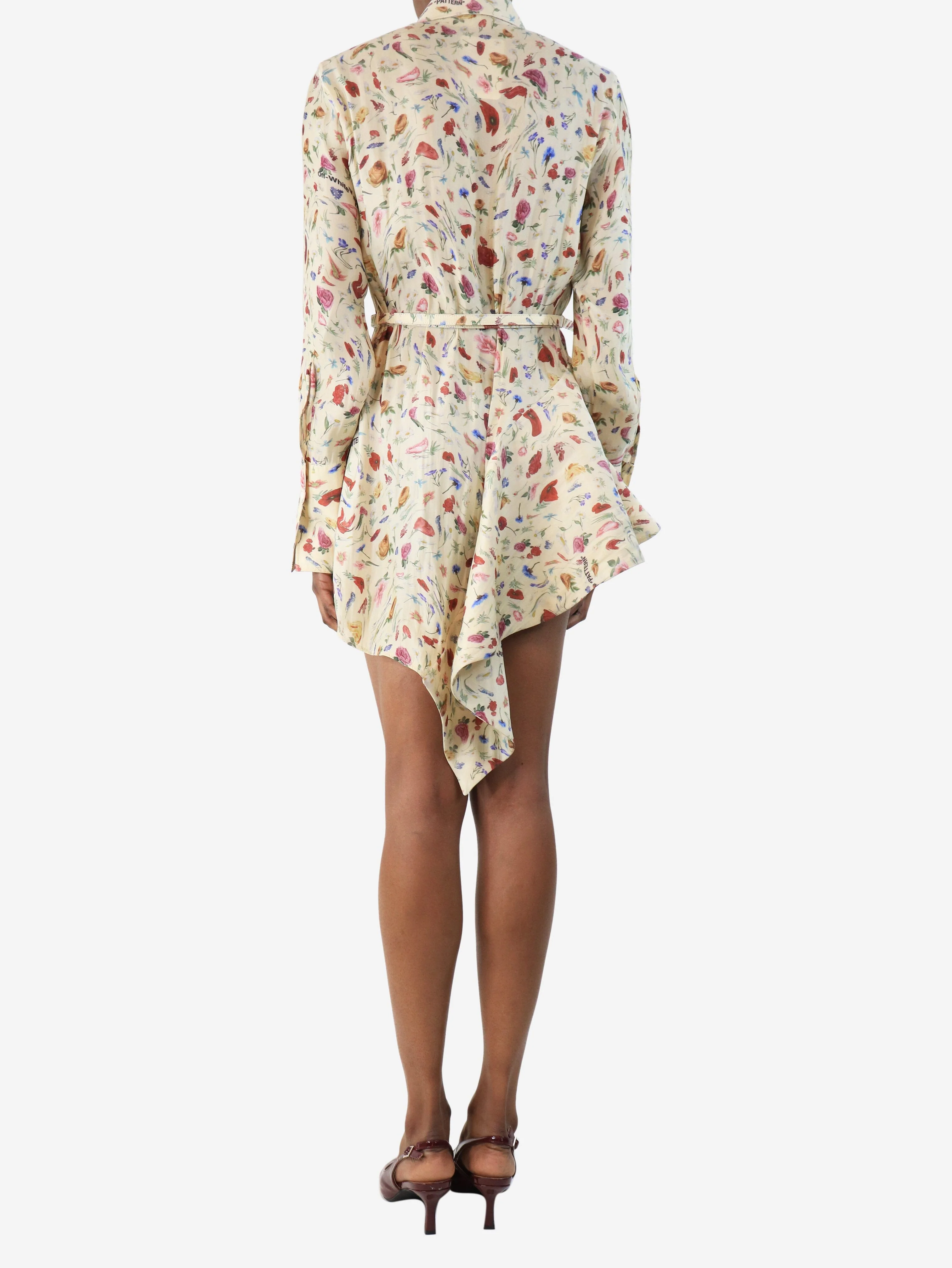 Yellow floral button down dress - size UK 8 - Image 2