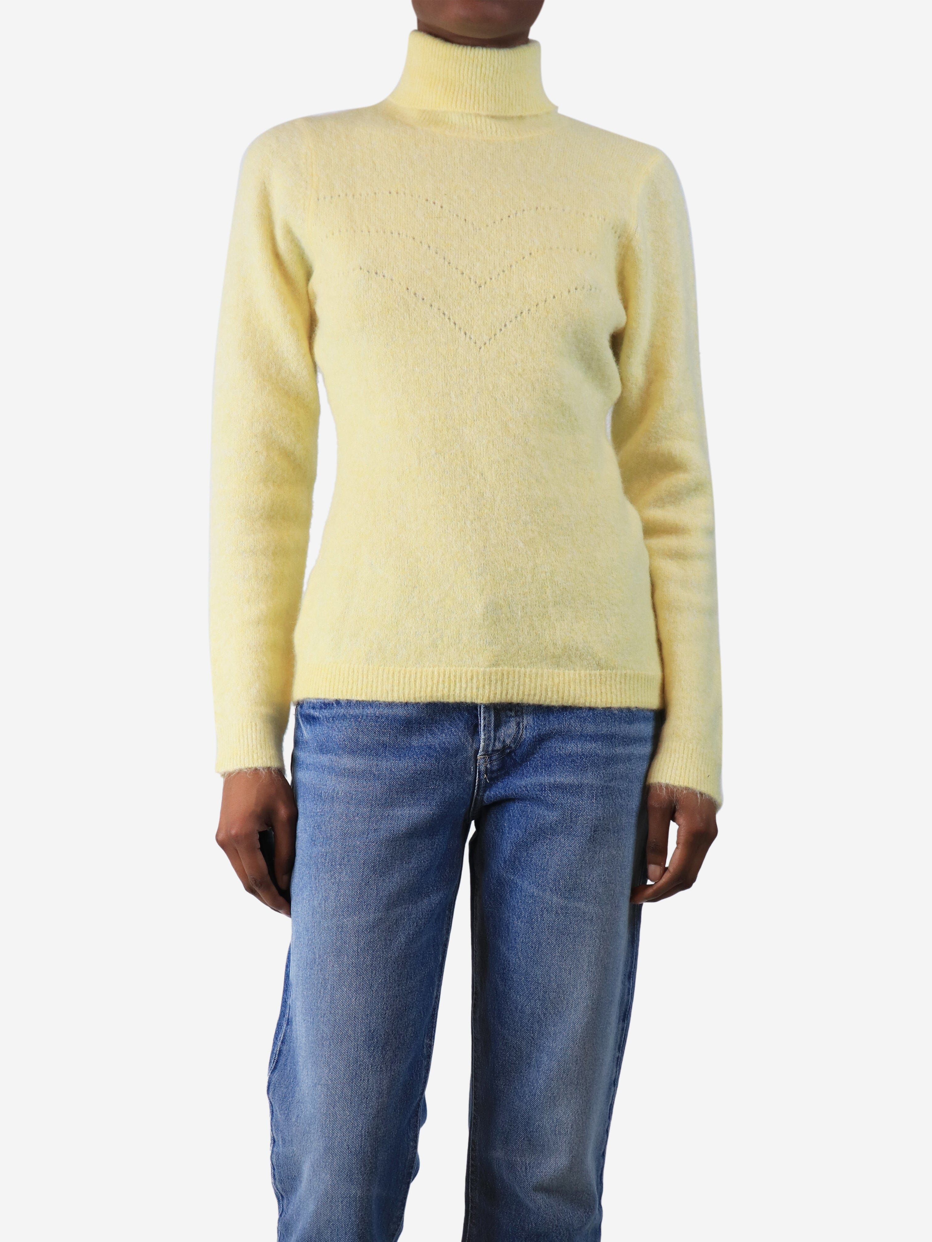 Yellow roll-neck knit sweater - size S - Image 3