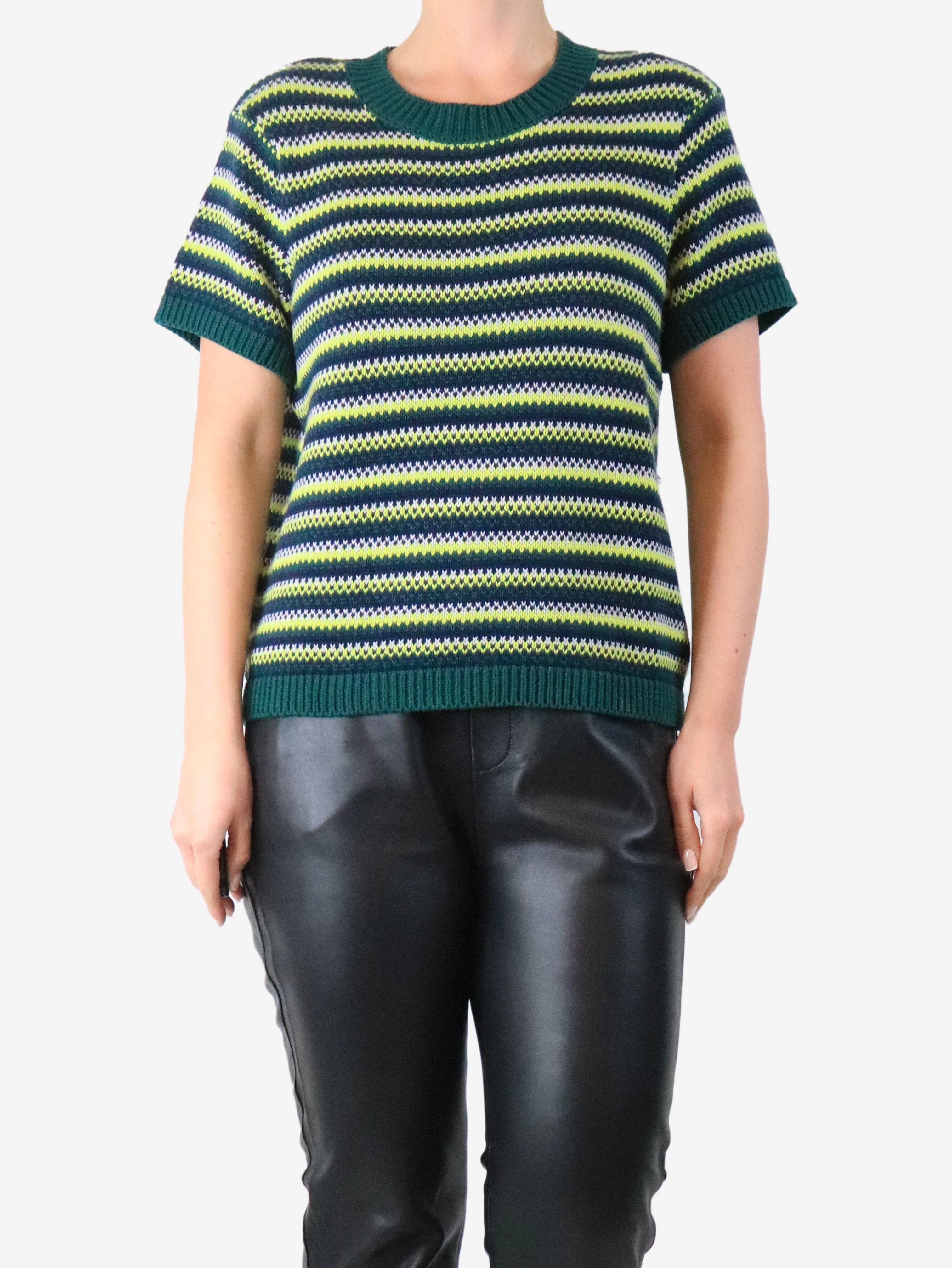 Green Mitchell crochet striped sweater - size M