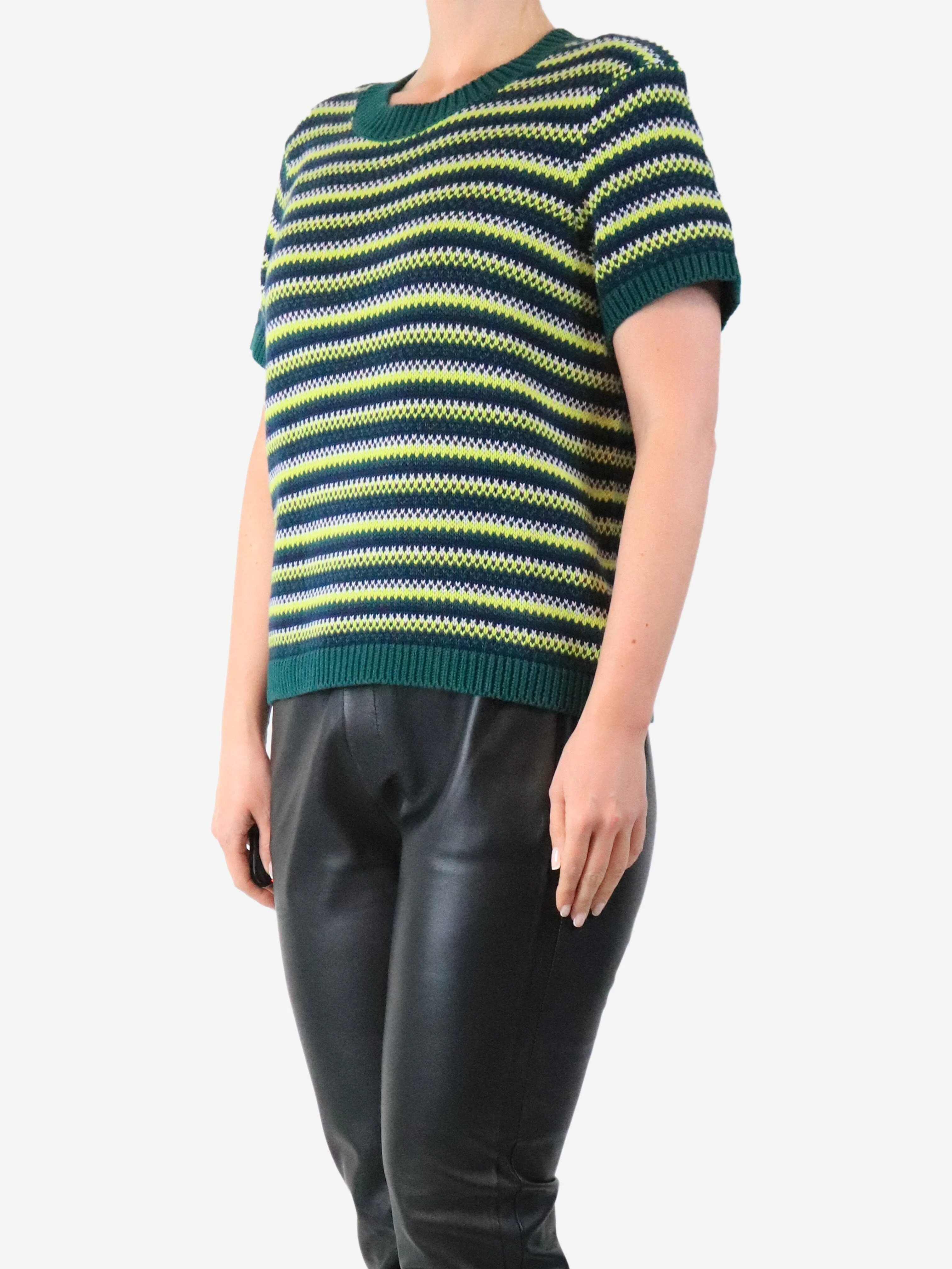 Green Mitchell crochet striped sweater - size M - Image 3
