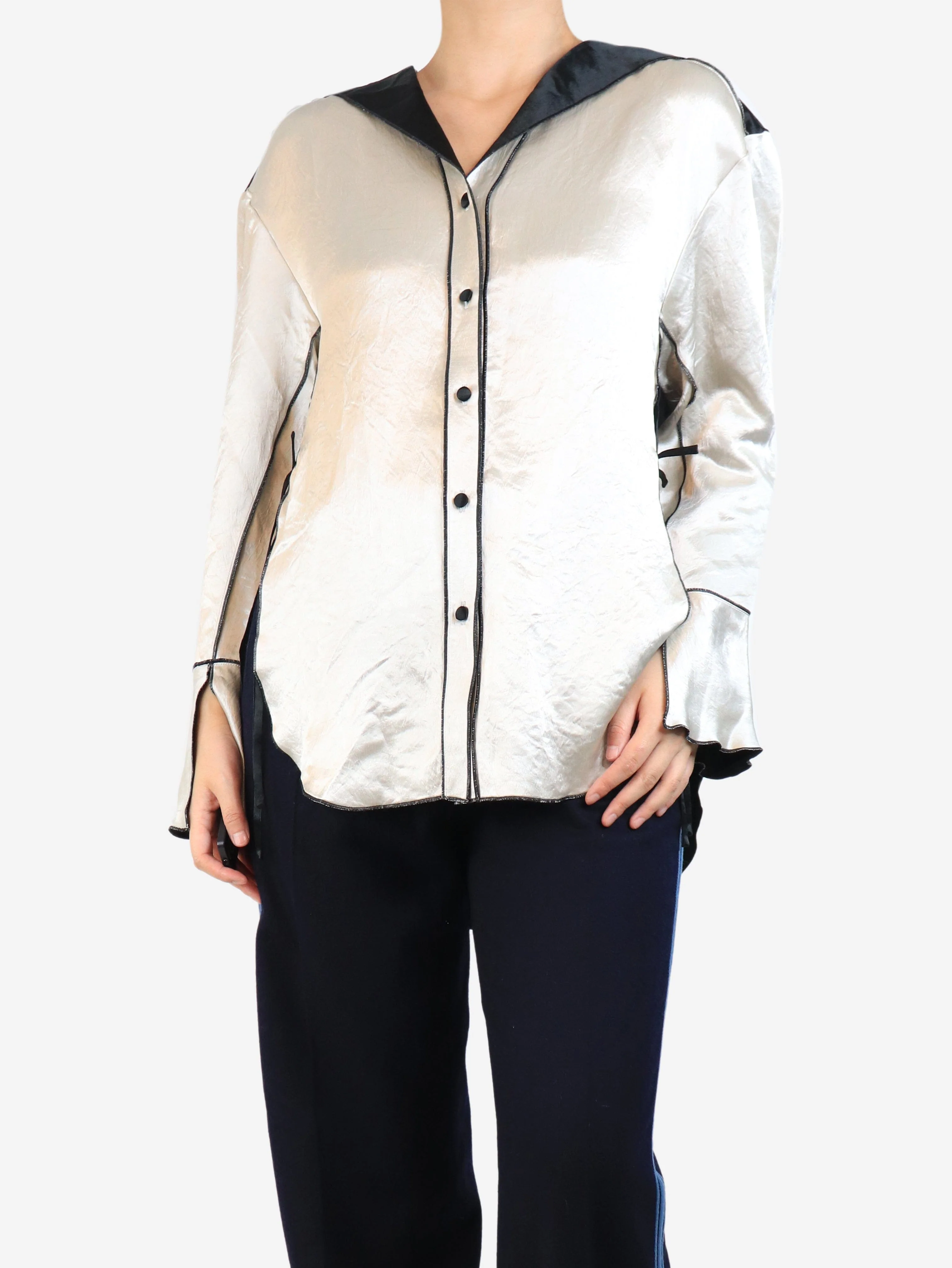 Ecru satin blouse - size S - Image 3