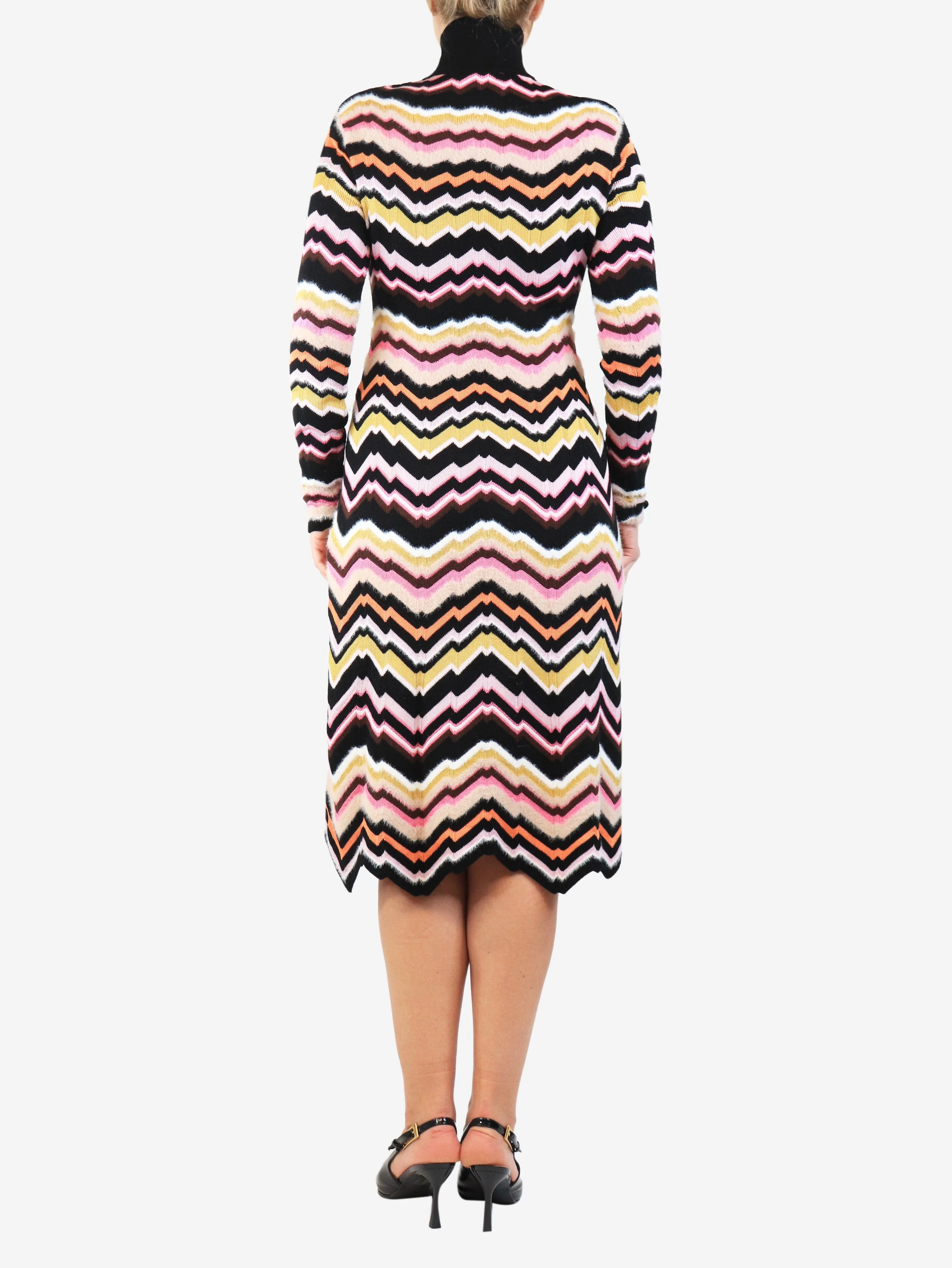 Zig-zag turtleneck knit dress - size UK 10 - Image 2
