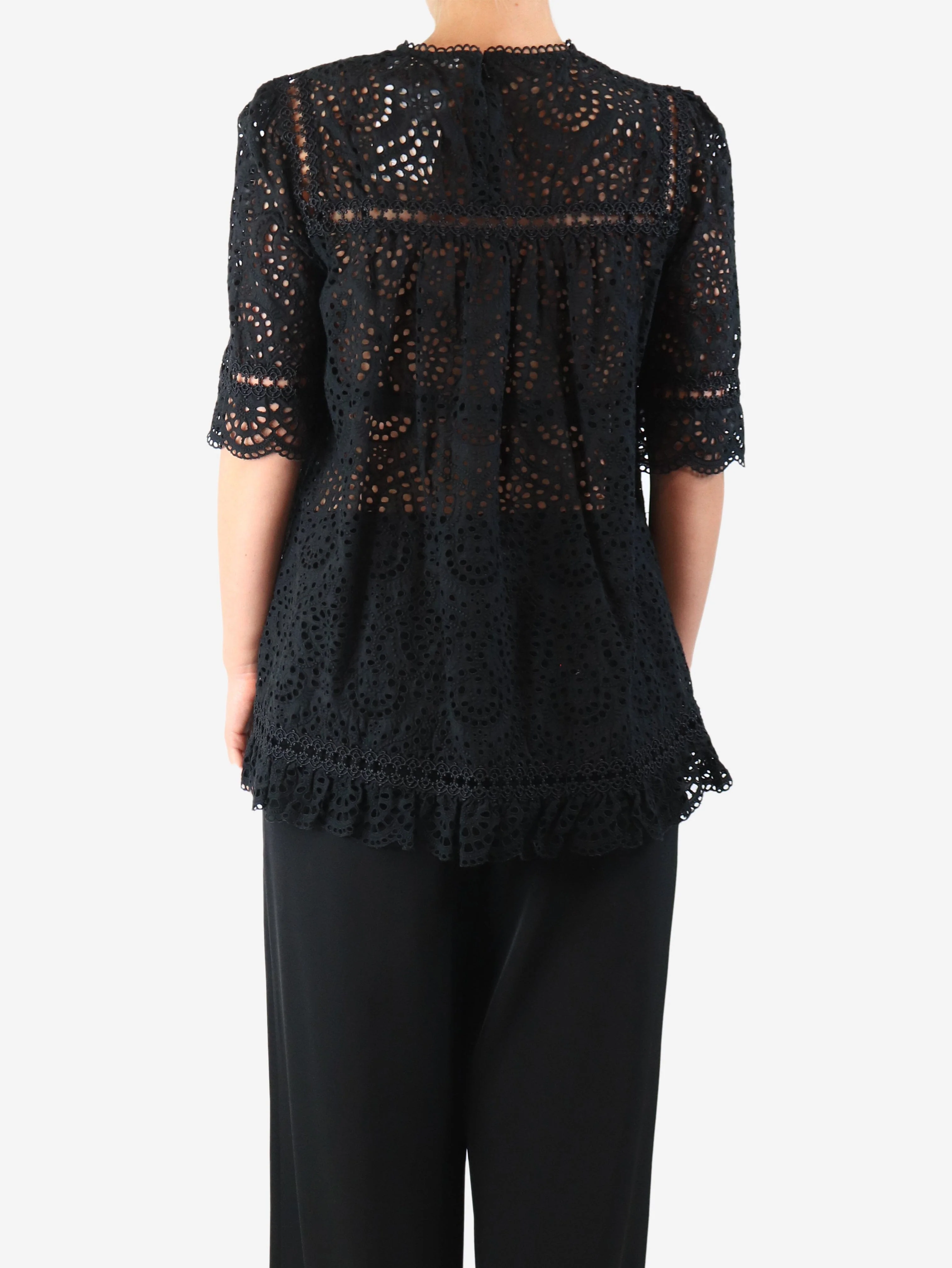 Black broderie top - size UK 14 - Image 2