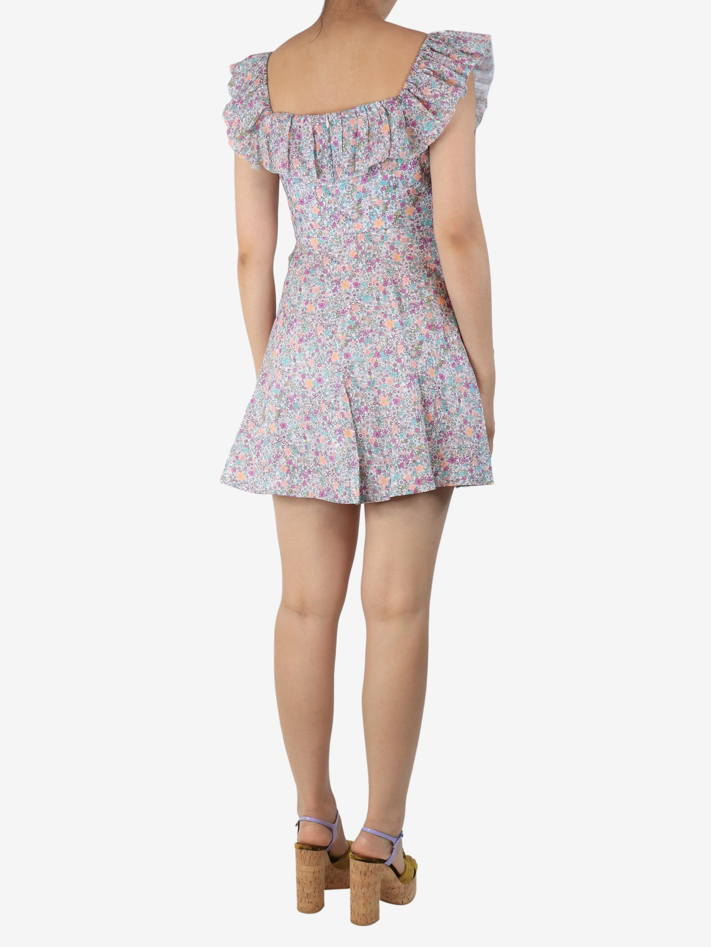 Multicolour Carnaby ruffle-neck mini dress - size UK 10 - Image 2